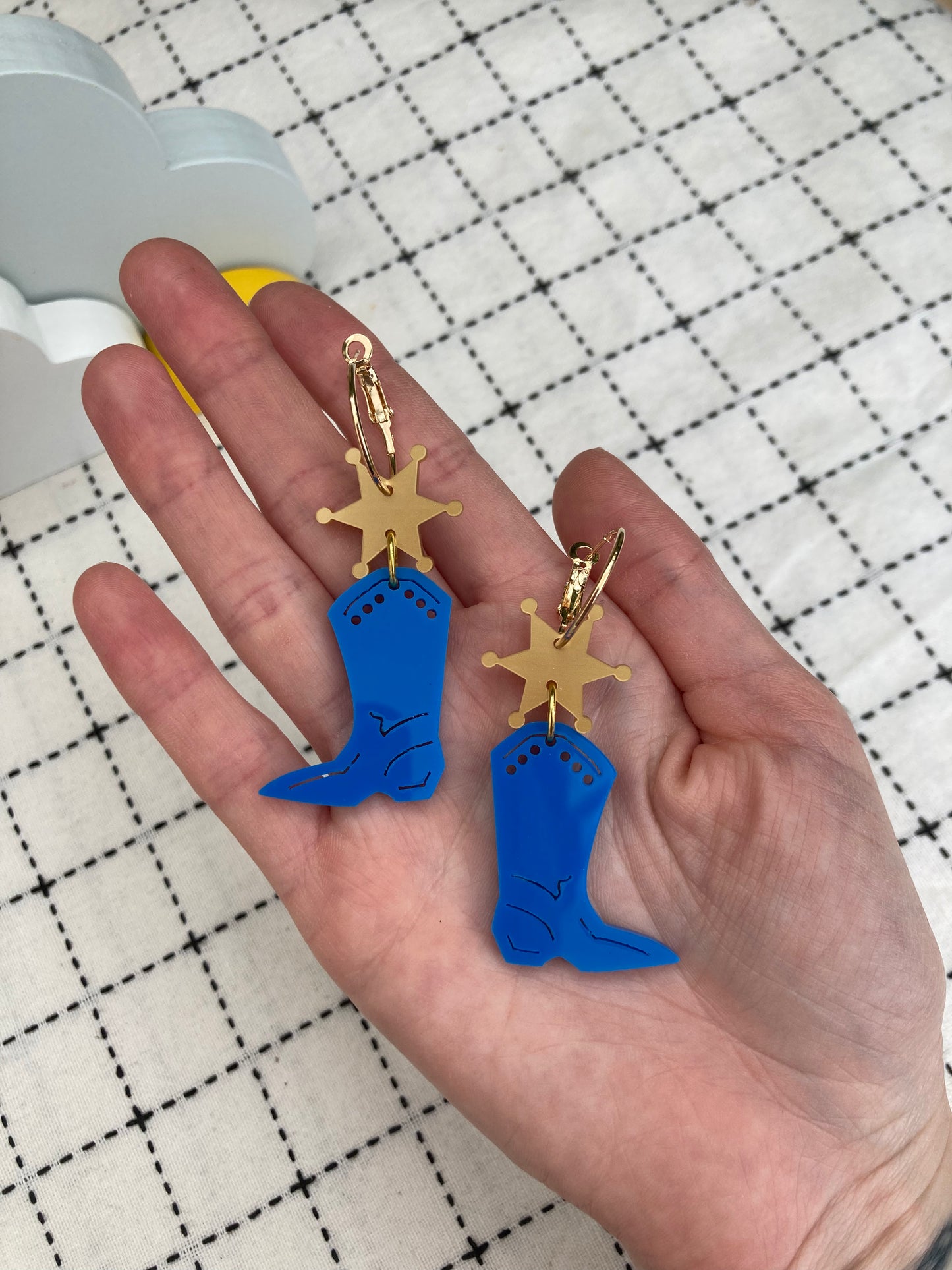 Cowboy Boot Acrylic Hoop Earrings
