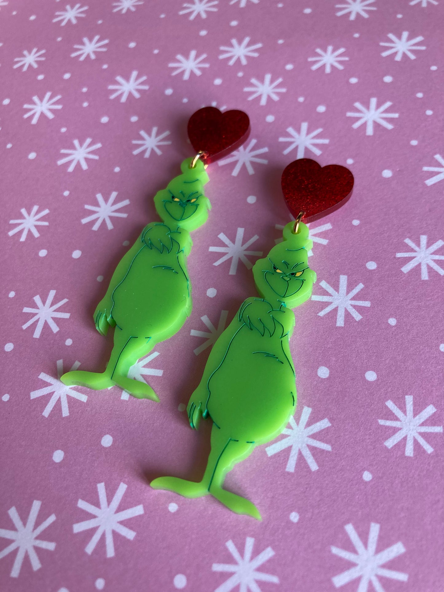 Grumpy Green Christmas Acrylic Earrings