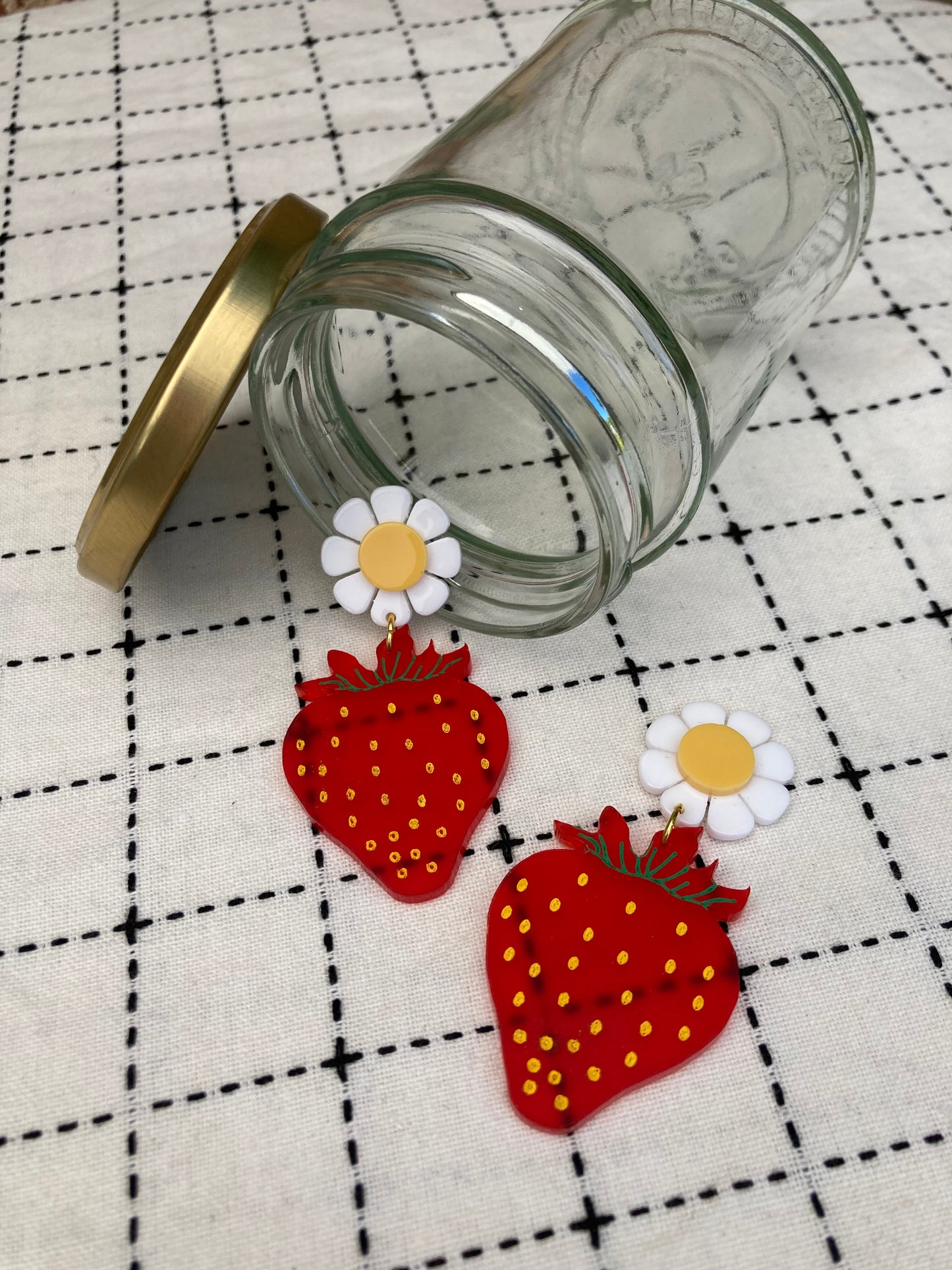 Strawberry Delight Frosted Acrylic Earrings