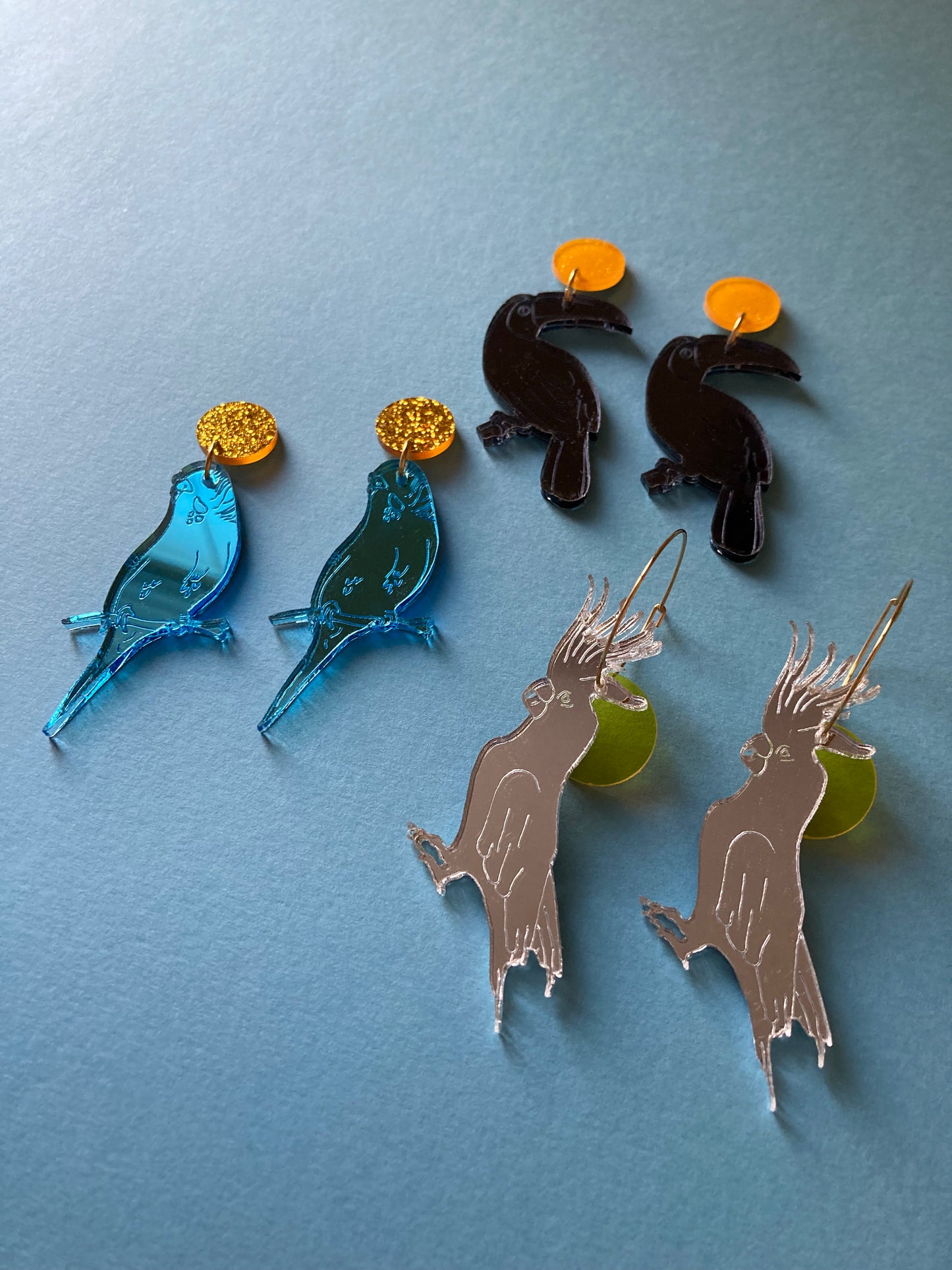 Tropical Bird Mirror Acrylic Earrings