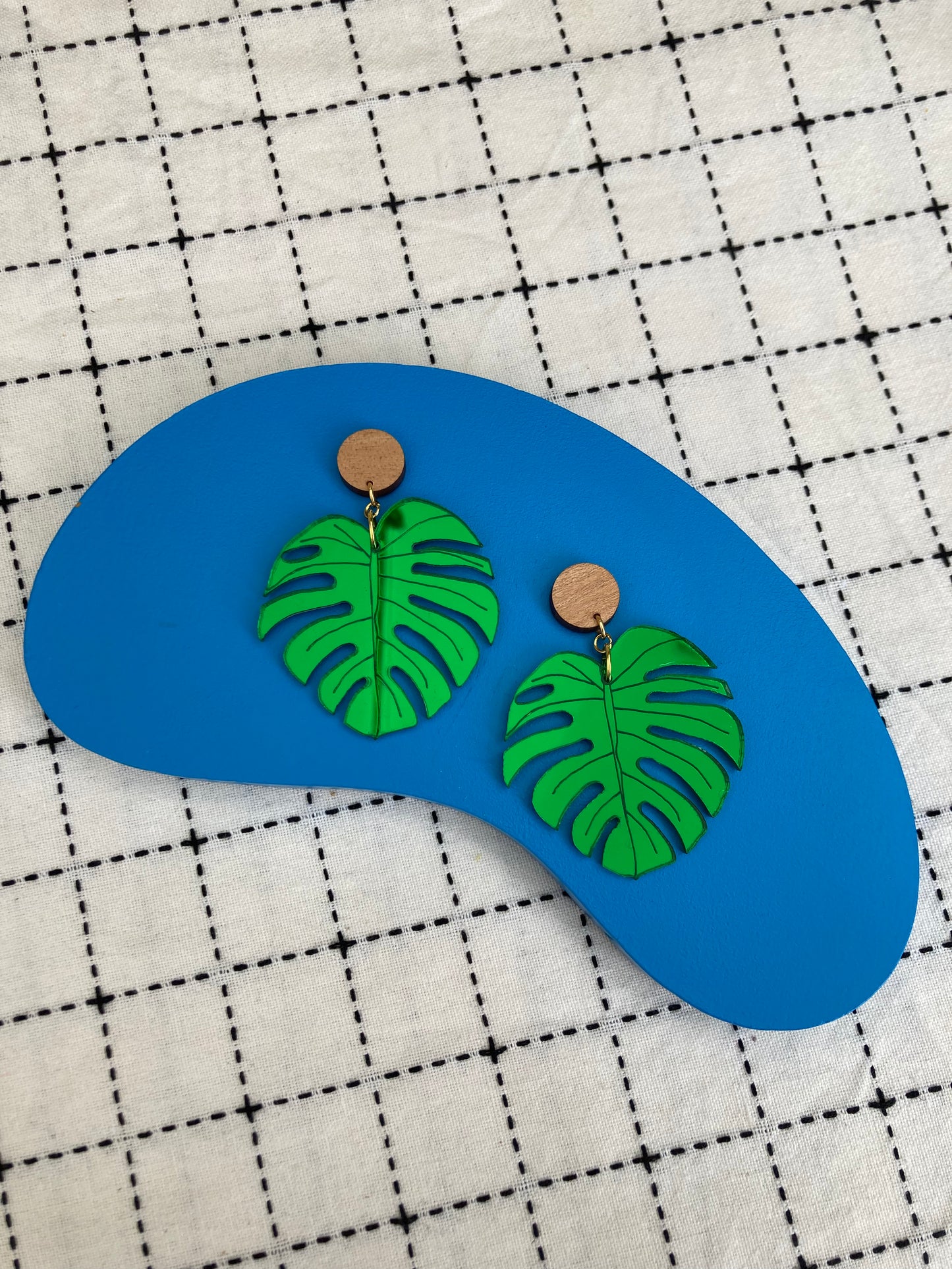 Big Monstera Mirror Acrylic Earrings