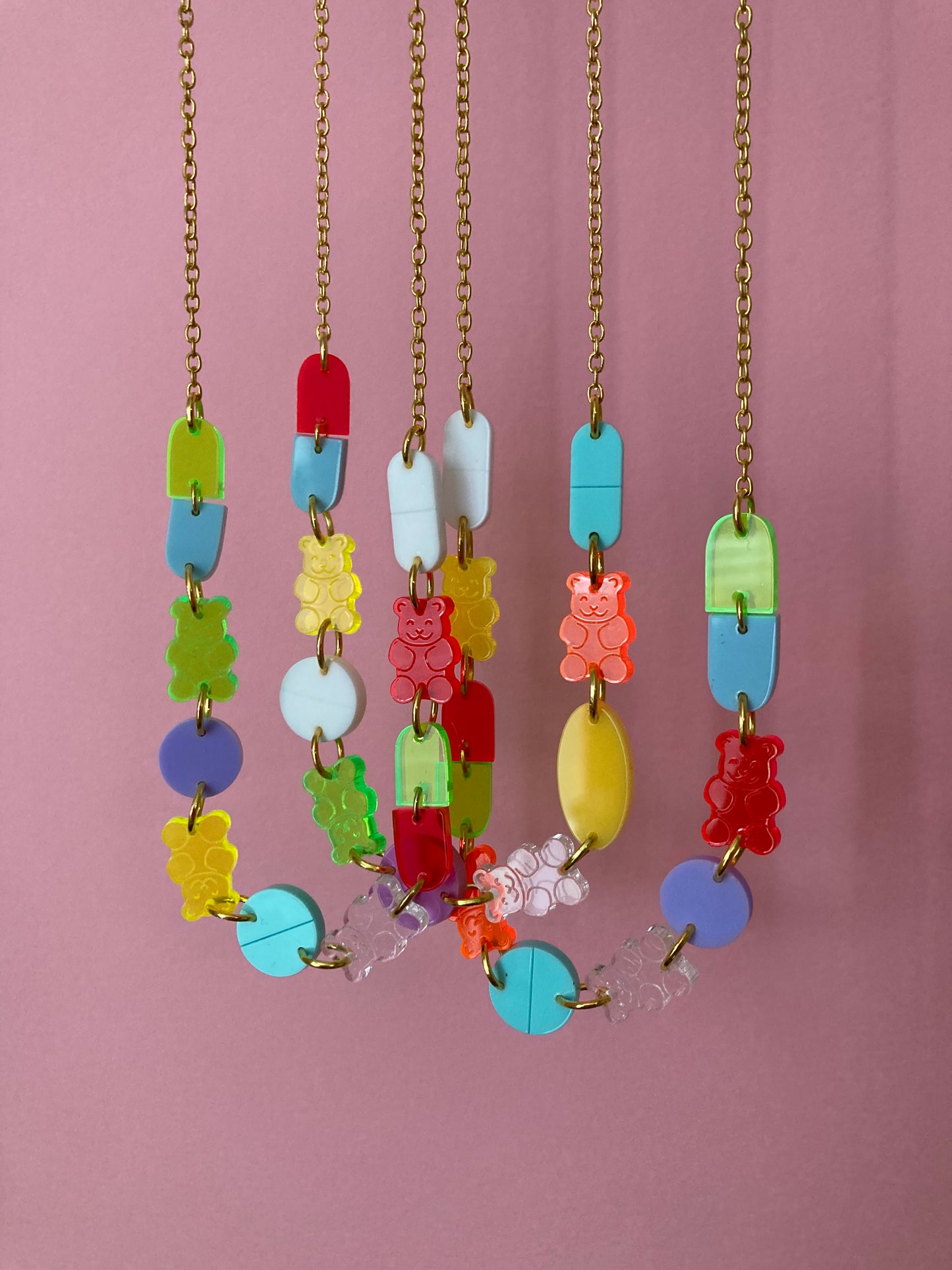 Mini Candy Pill Acrylic Necklaces
