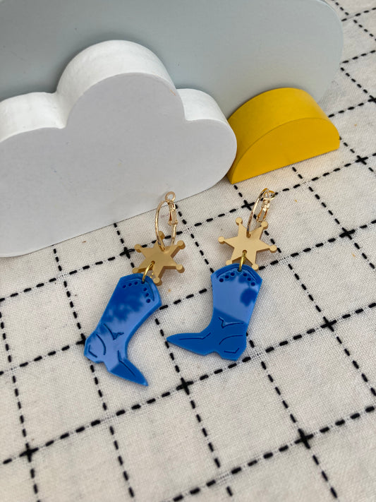 Cowboy Boot Acrylic Hoop Earrings