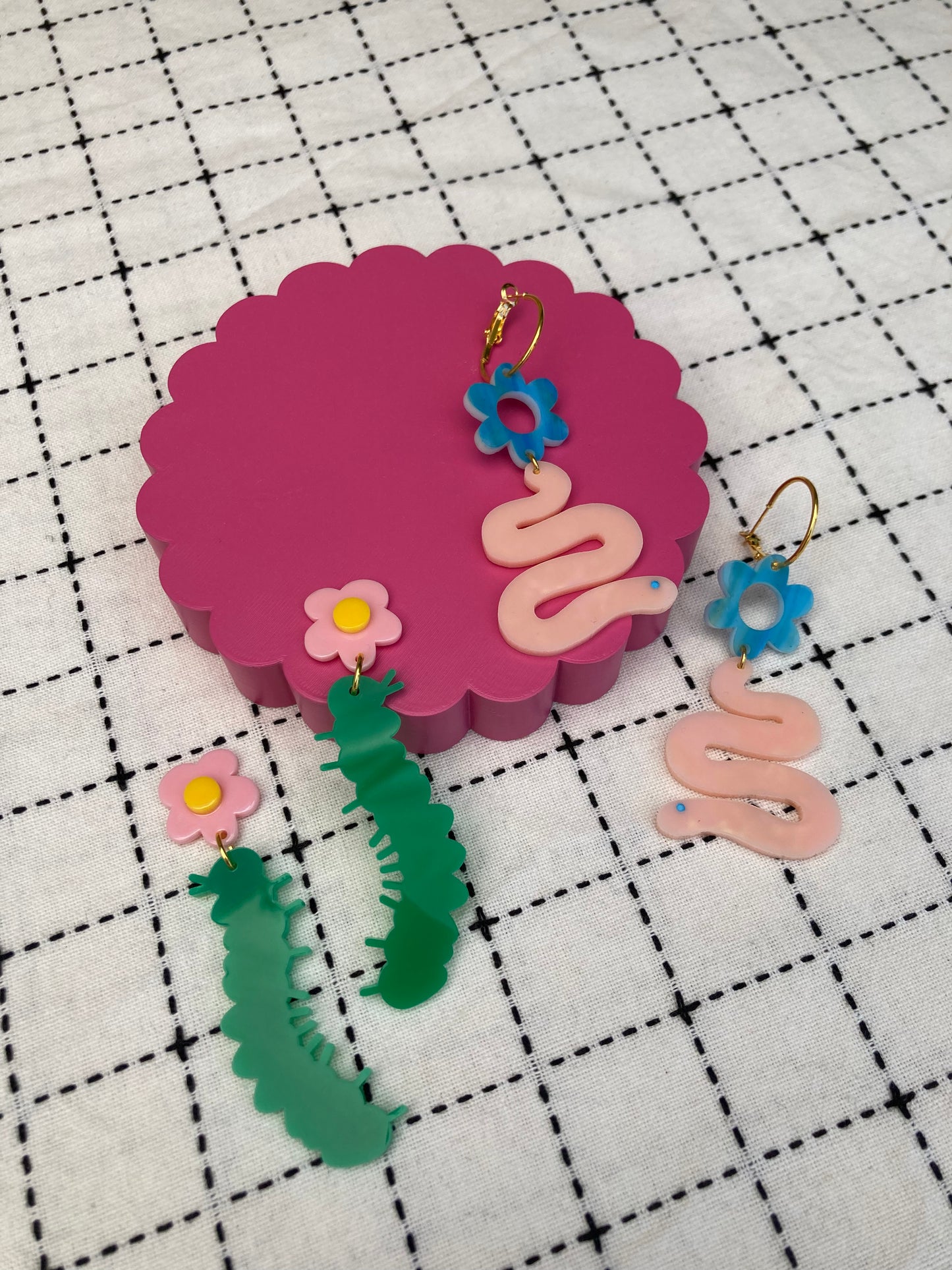Caterpillar Acrylic Earrings