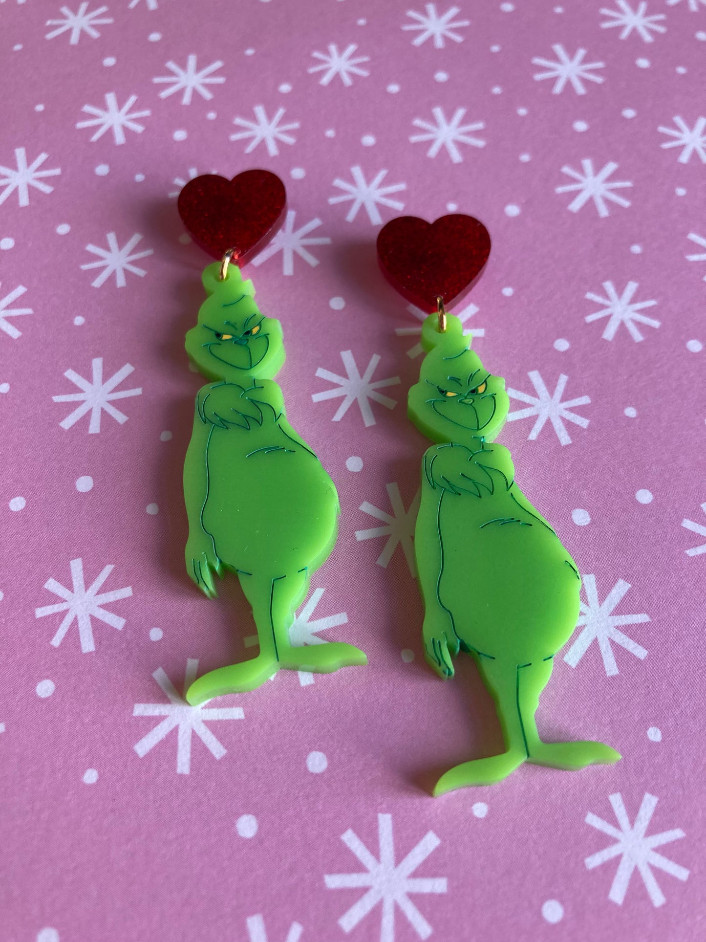 Grumpy Green Christmas Acrylic Earrings