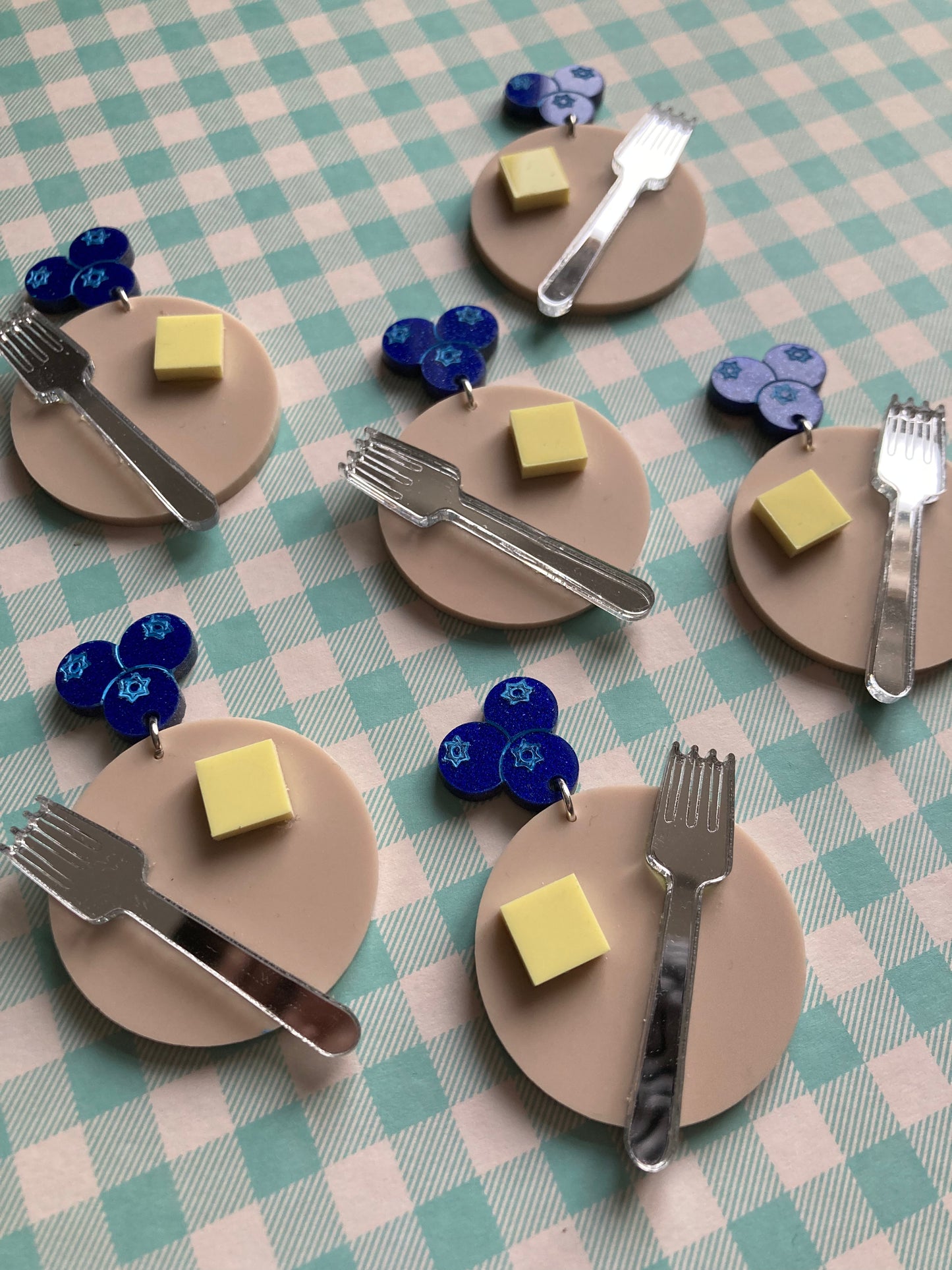 Blueberry Pancake Acrylic Earrings