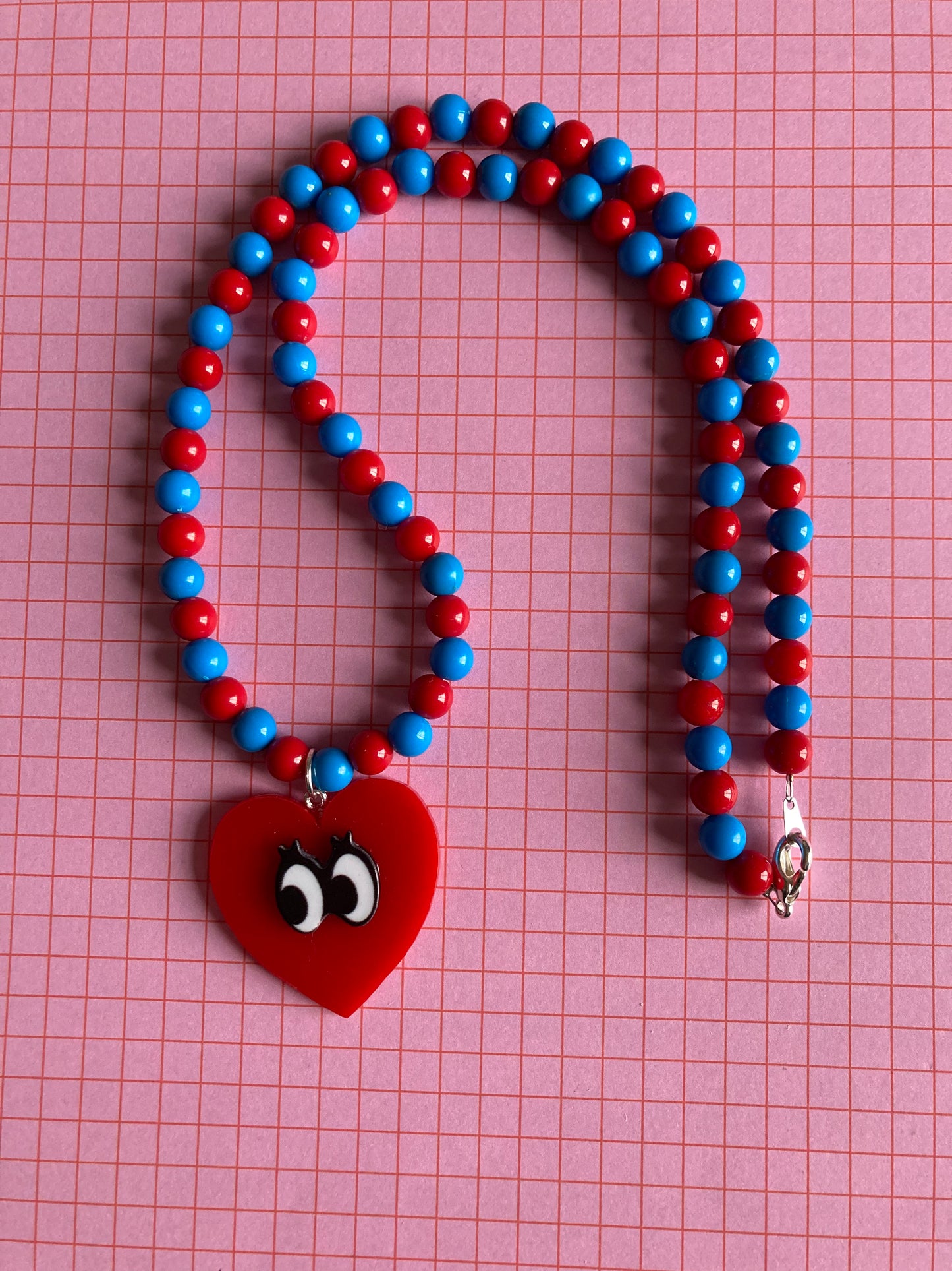 Heart Eye Acrylic Beaded Necklaces