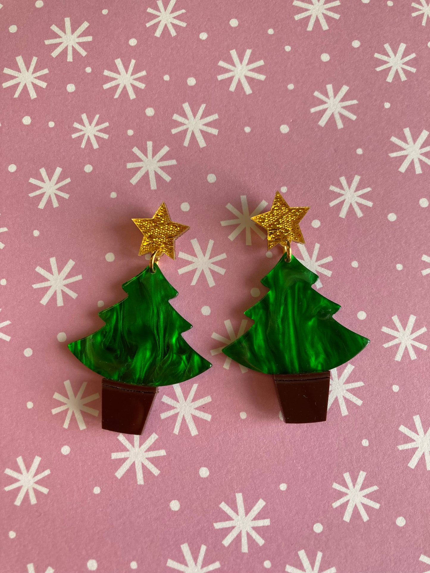 Mini Christmas Tree Acrylic Earrings