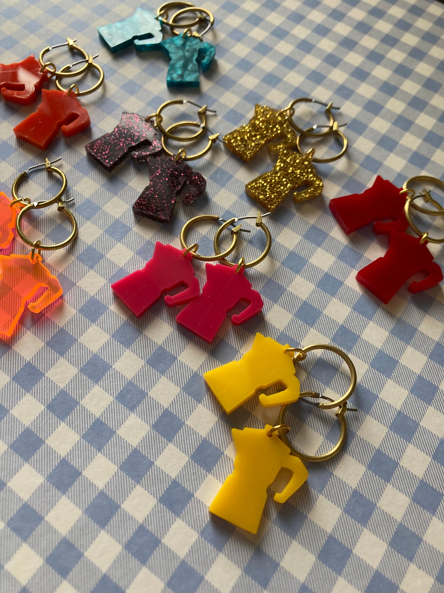 Coffee Pot Acrylic Hoop Earrings