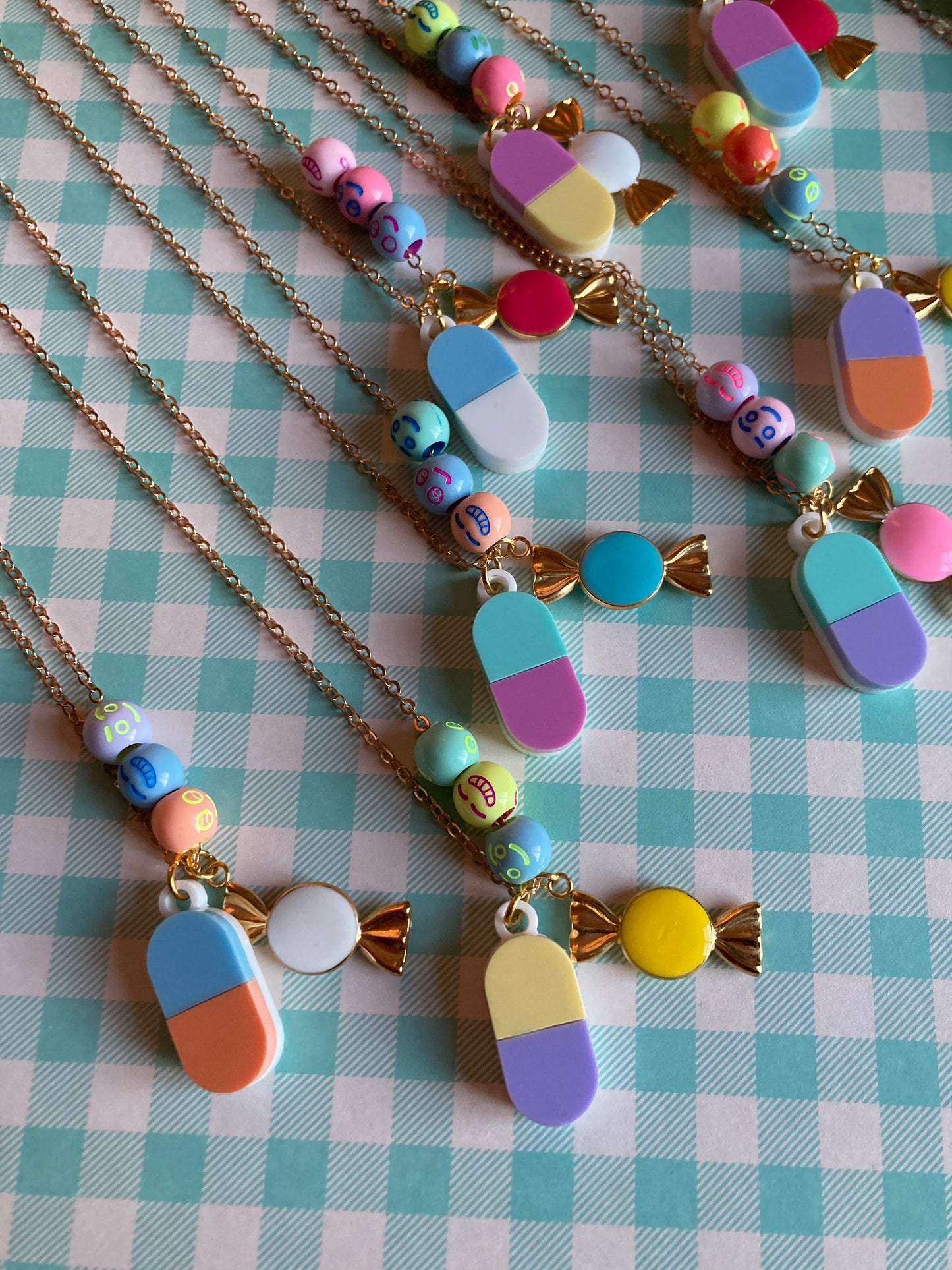 Smiley Pill Acrylic Necklaces