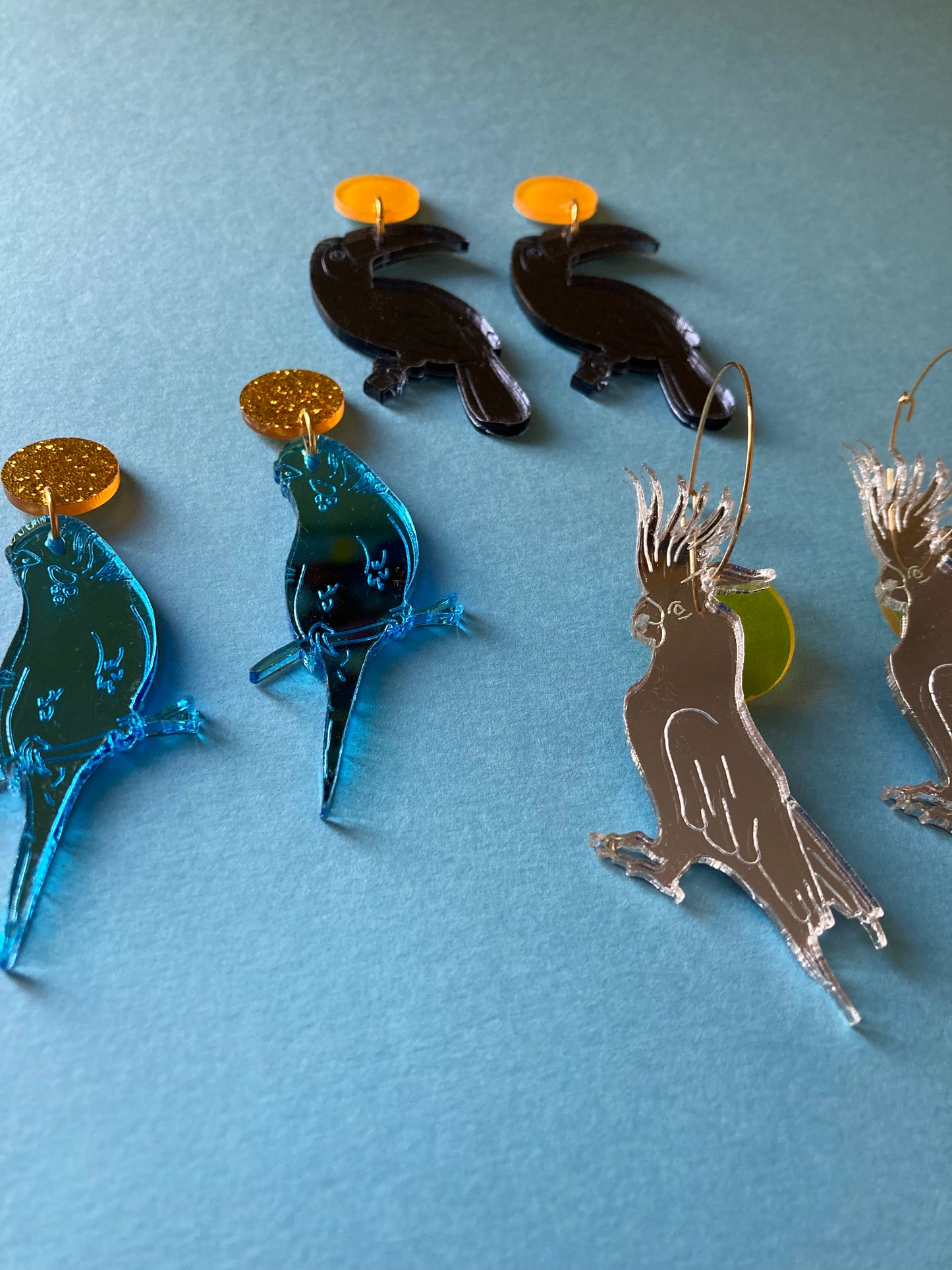 Tropical Bird Mirror Acrylic Earrings