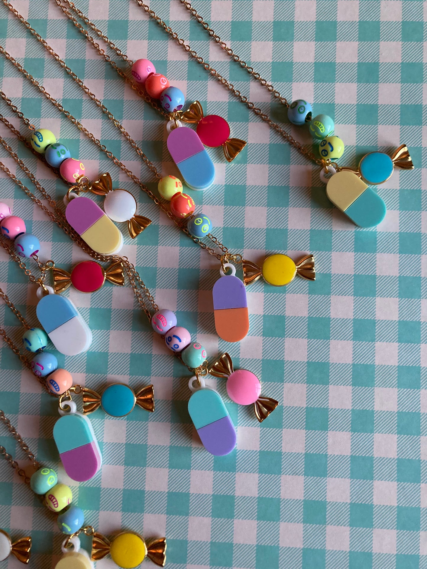 Smiley Pill Acrylic Necklaces