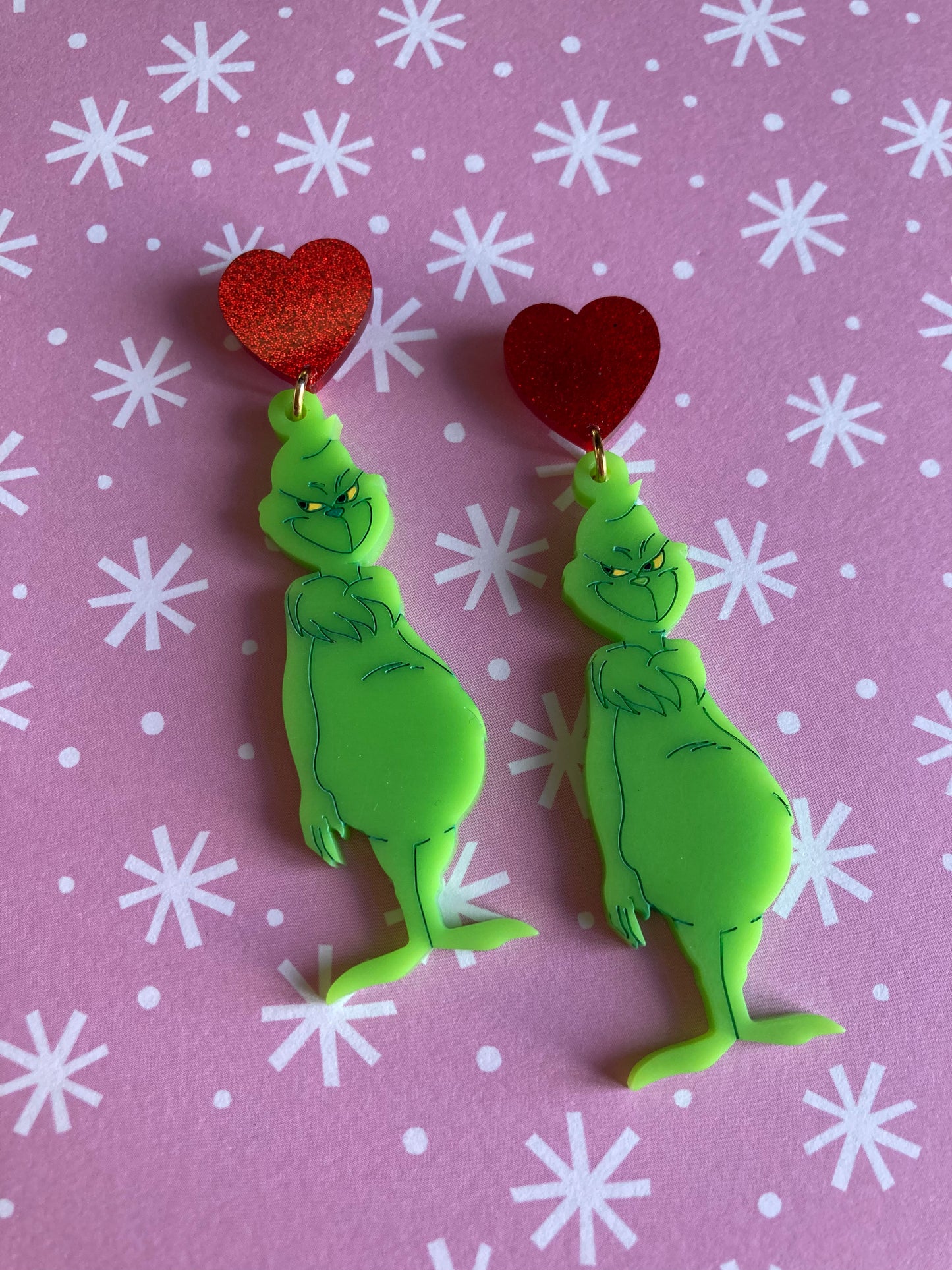 Grumpy Green Christmas Acrylic Earrings