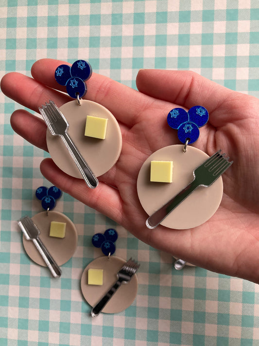 Blueberry Pancake Acrylic Earrings