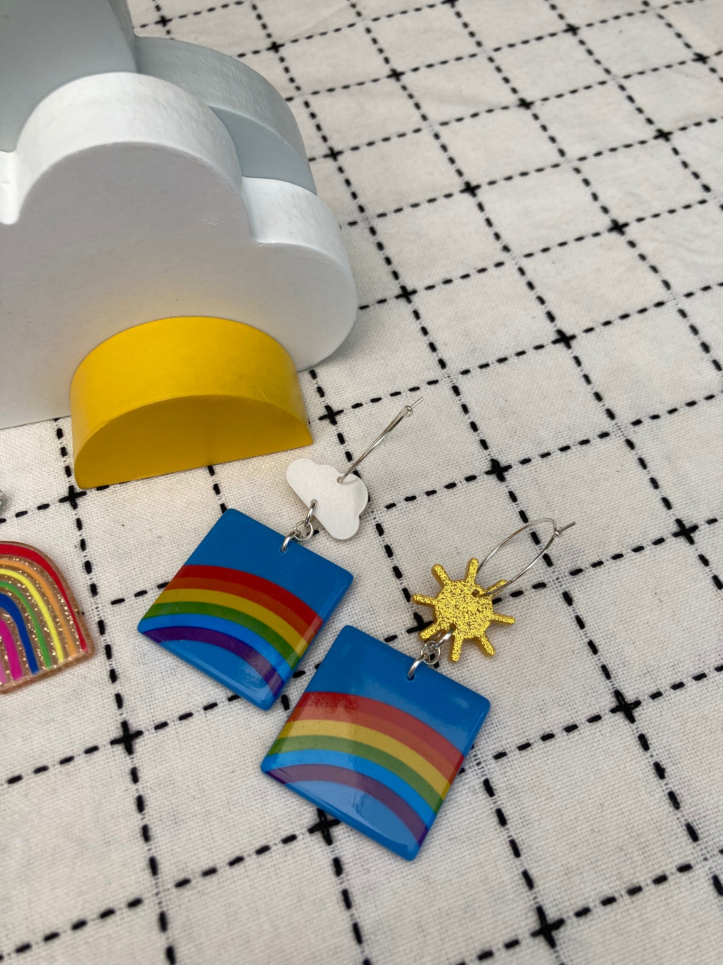 Rainbow Tile Acrylic Earrings