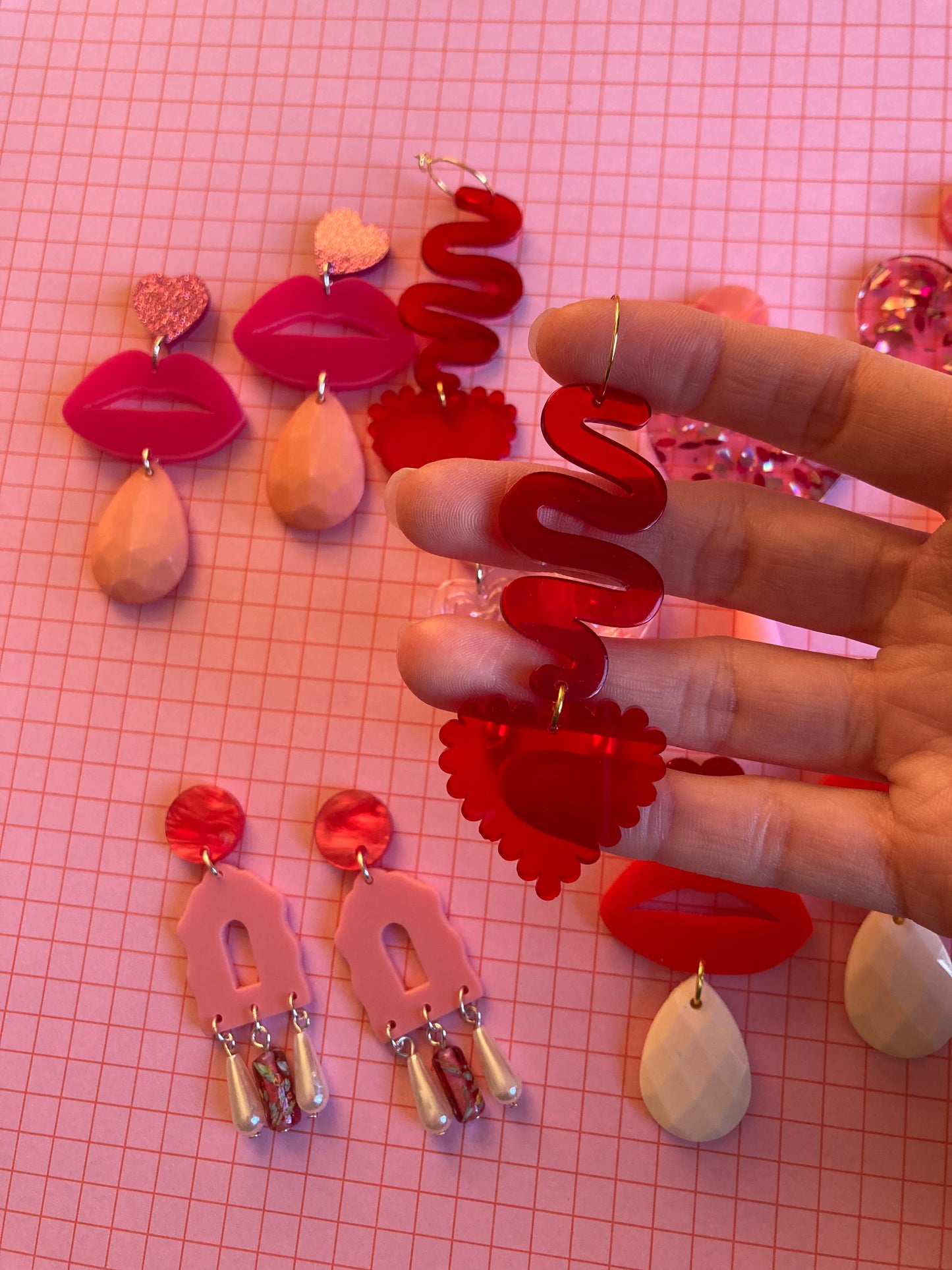 Squiggly Heart Acrylic Earrings