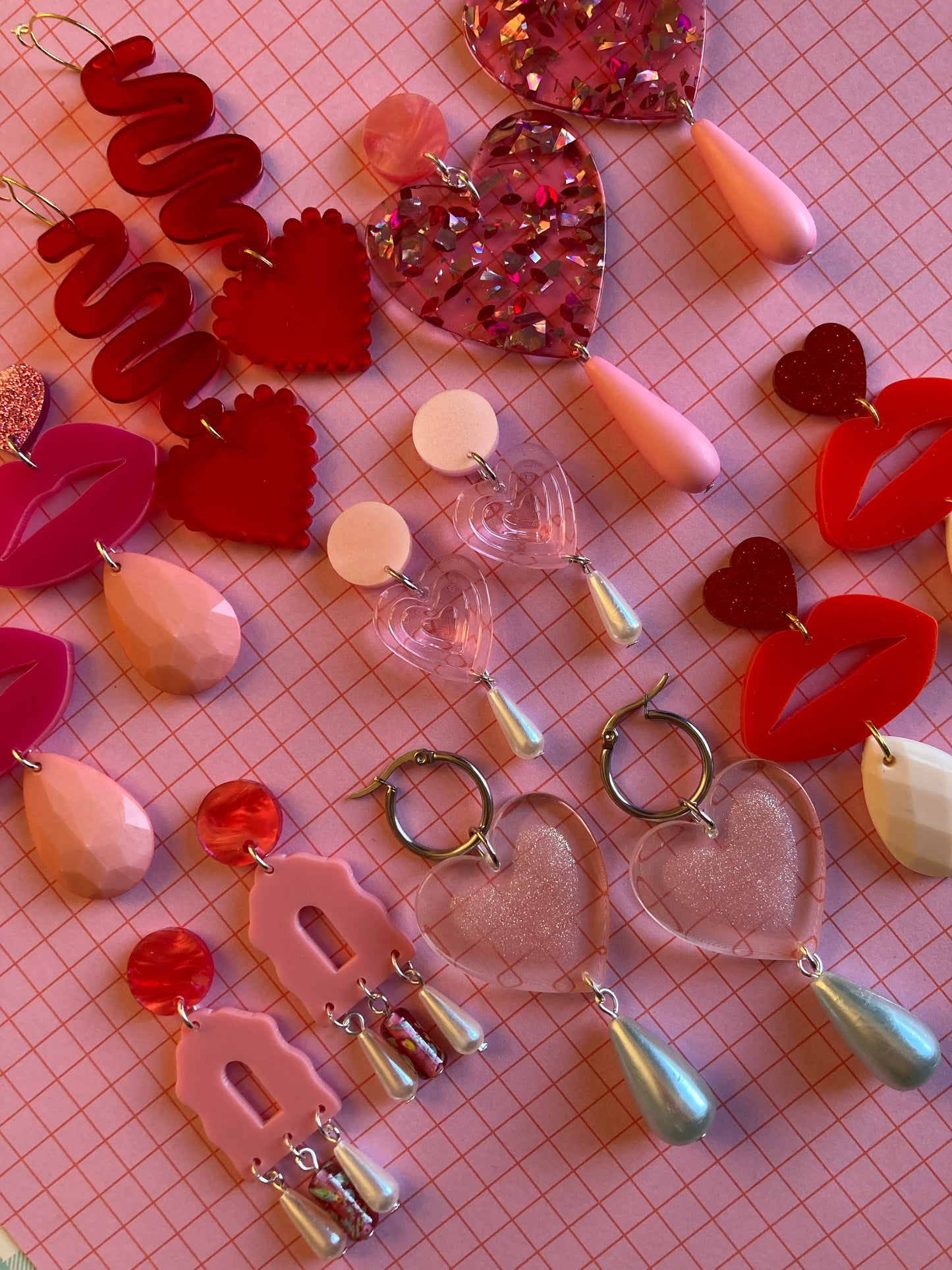 Squiggly Heart Acrylic Earrings