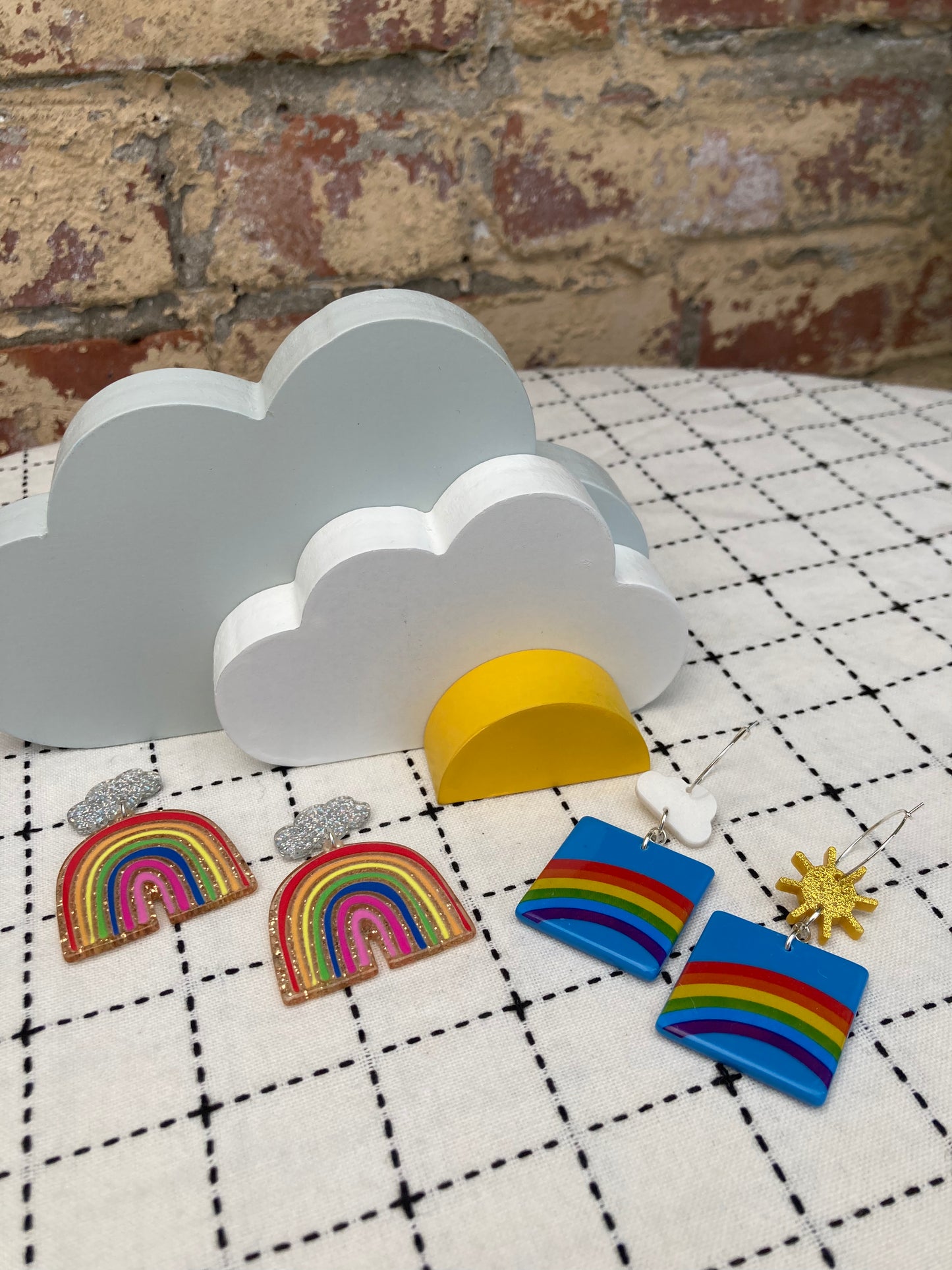 Glittery Rainbow Acetate Earrings