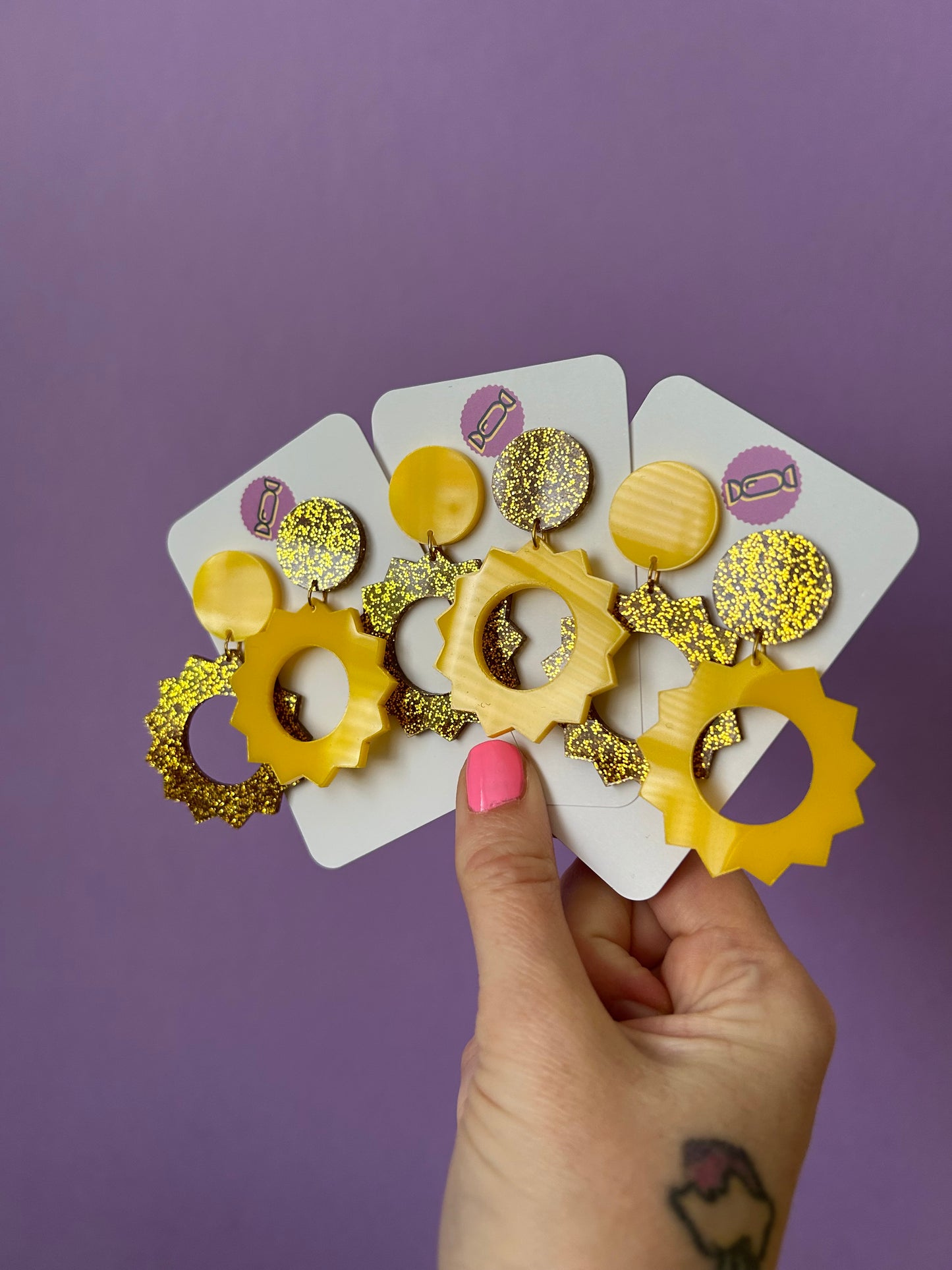 Gold & Yellow Sunshine Acrylic Earrings