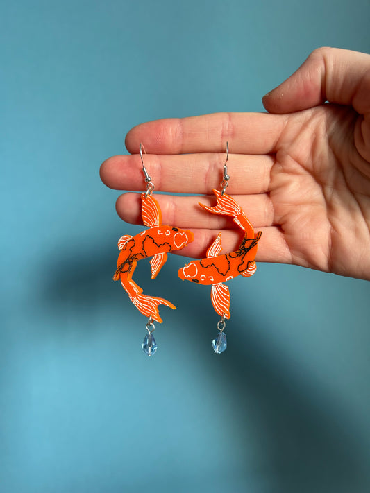 Koi Fish Dangly Acrylic Earrings