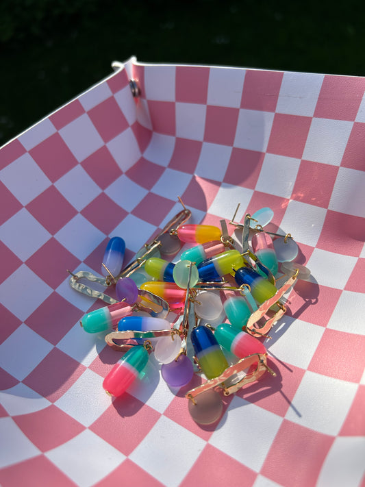 Fancy Pill Dangly Earrings