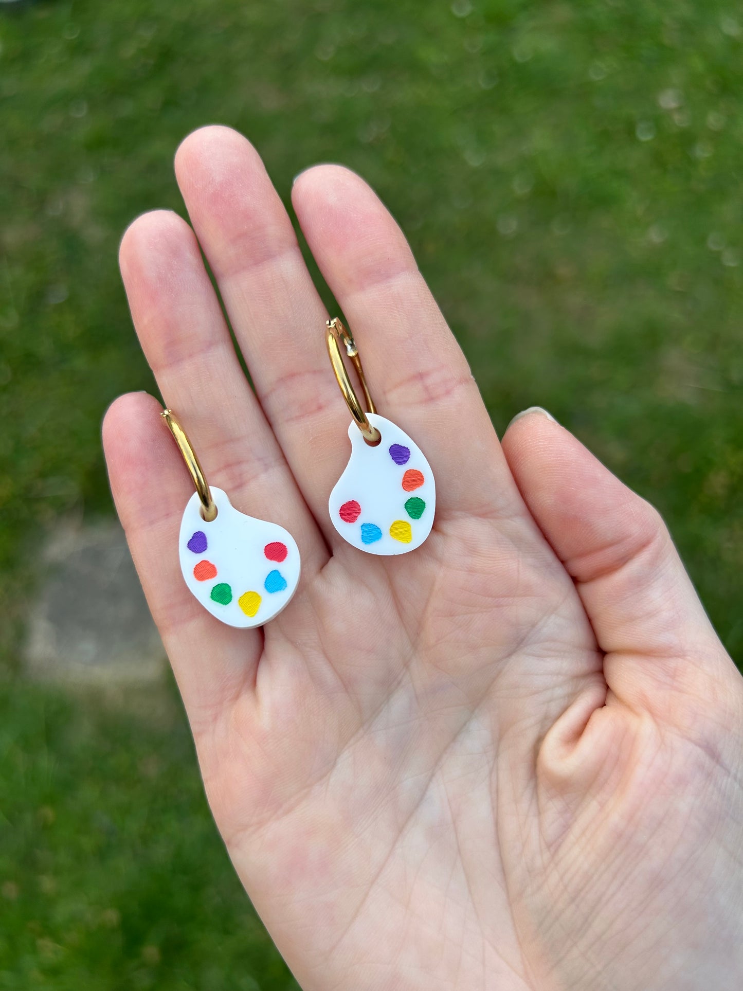 Paint Palette Acrylic Hoop Earrings