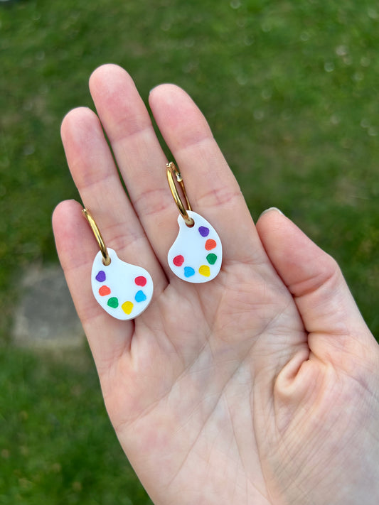 Paint Palette Acrylic Hoop Earrings
