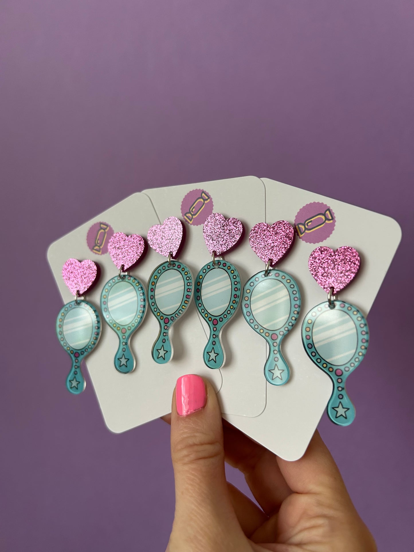 Hand Mirror Acrylic Earrings