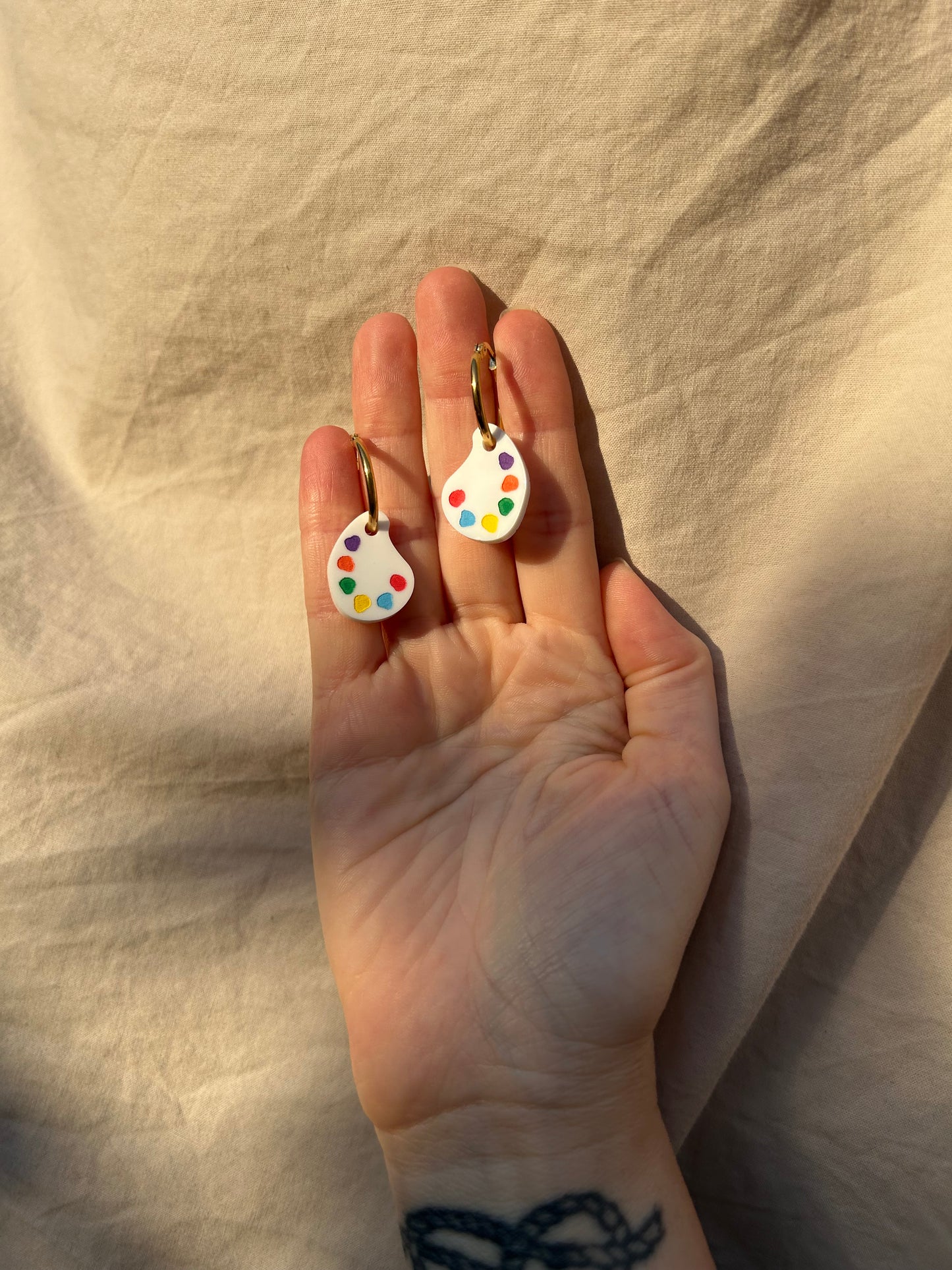 Paint Palette Acrylic Hoop Earrings