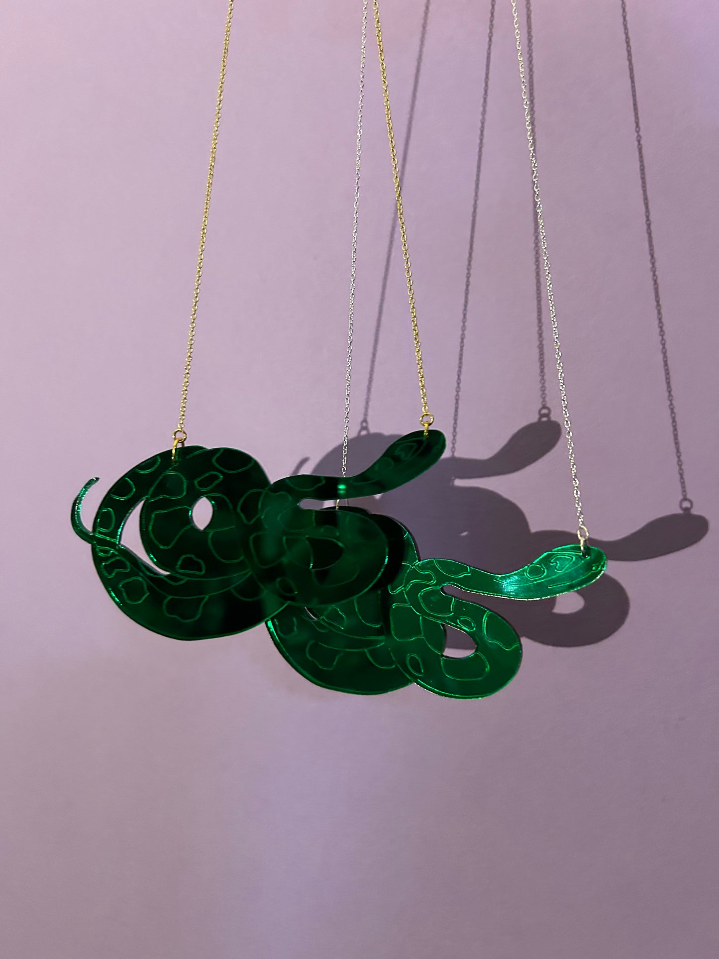 Green Mirror Acrylic Snake Necklaces