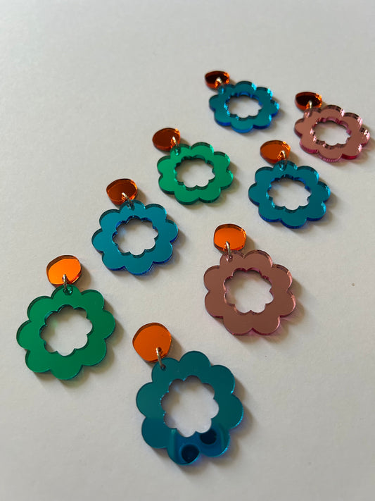 Mirror Flower Acrylic Earrings