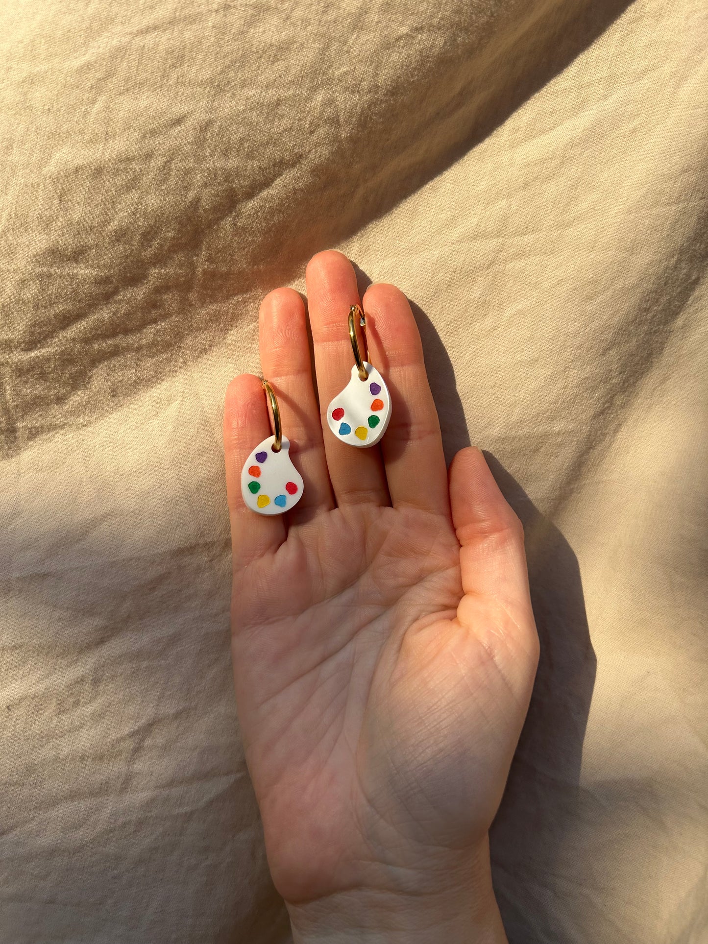 Paint Palette Acrylic Hoop Earrings