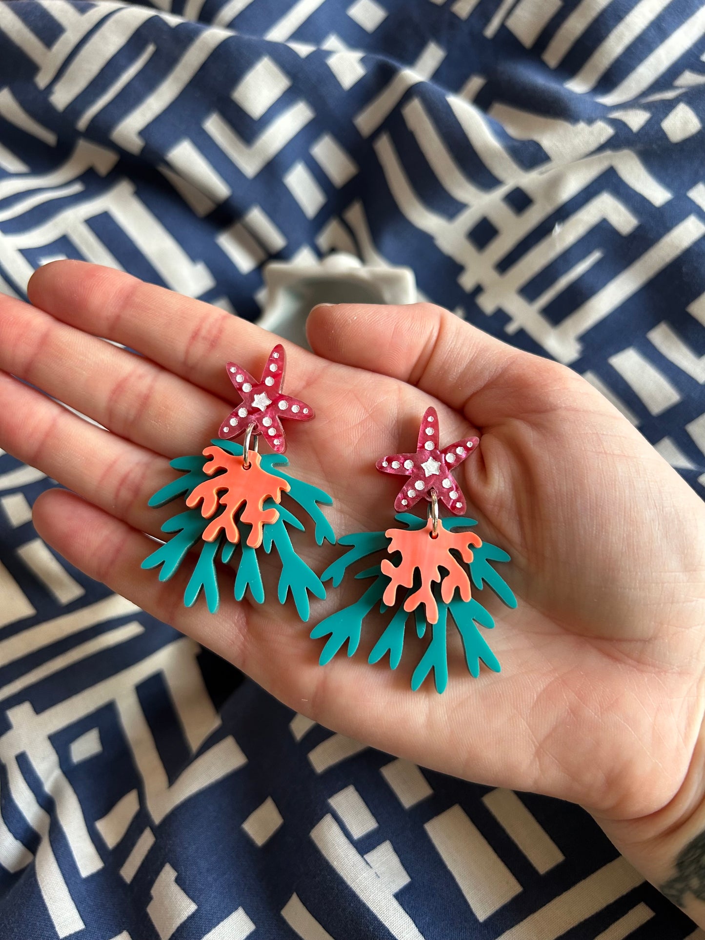 Starfish & Seaweed Acrylic Earrings