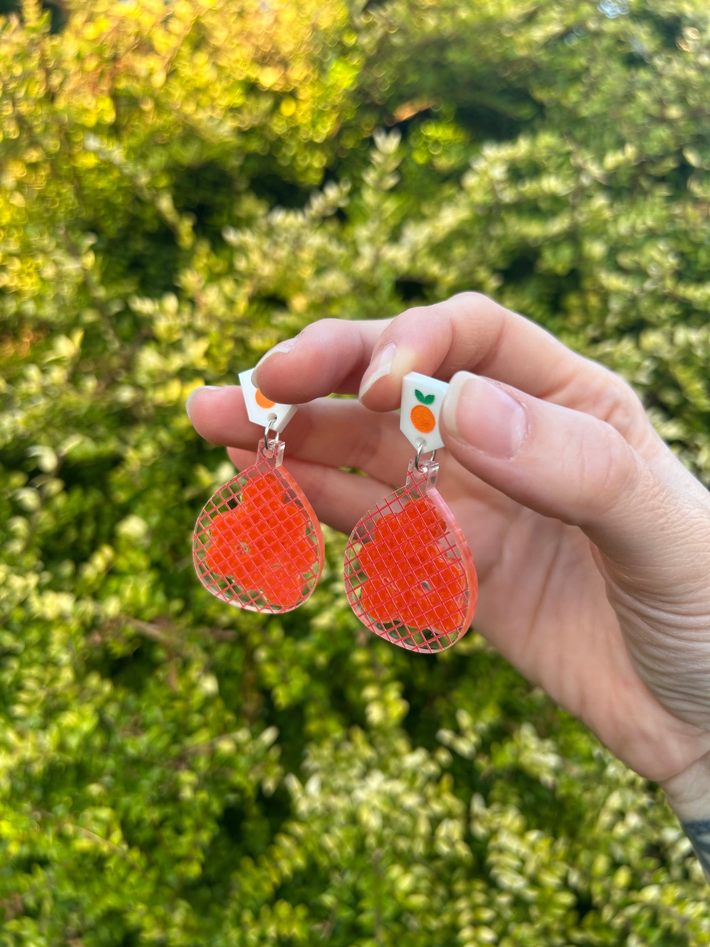 Bag of Oranges Acrylic Earrings