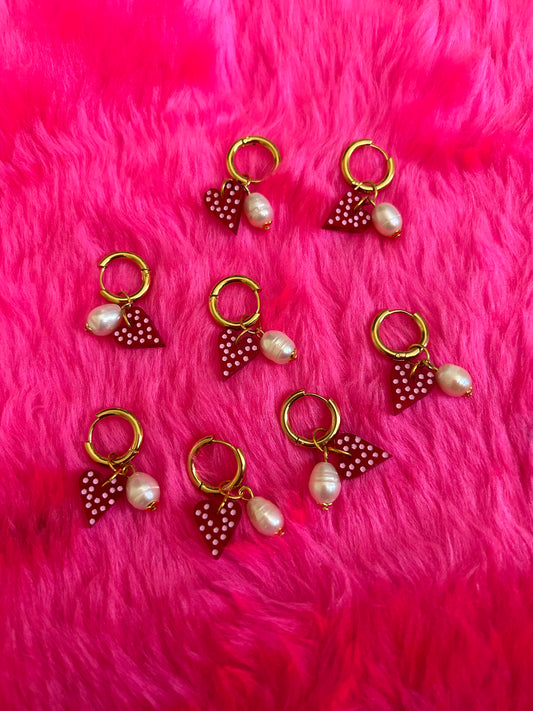 Hearts & Pearls Acrylic Hoop Earrings