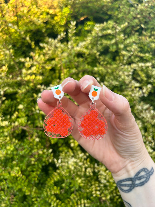 Bag of Oranges Acrylic Earrings