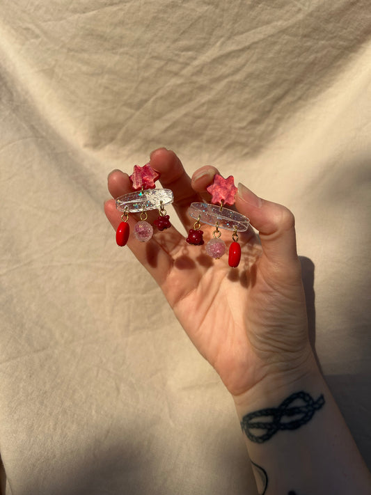 Blood Splat Petri Dish Acrylic Earrings
