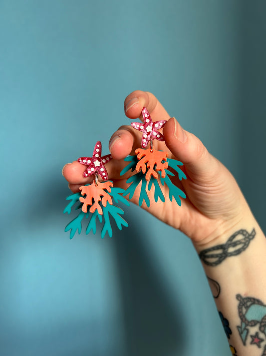 Starfish & Seaweed Acrylic Earrings