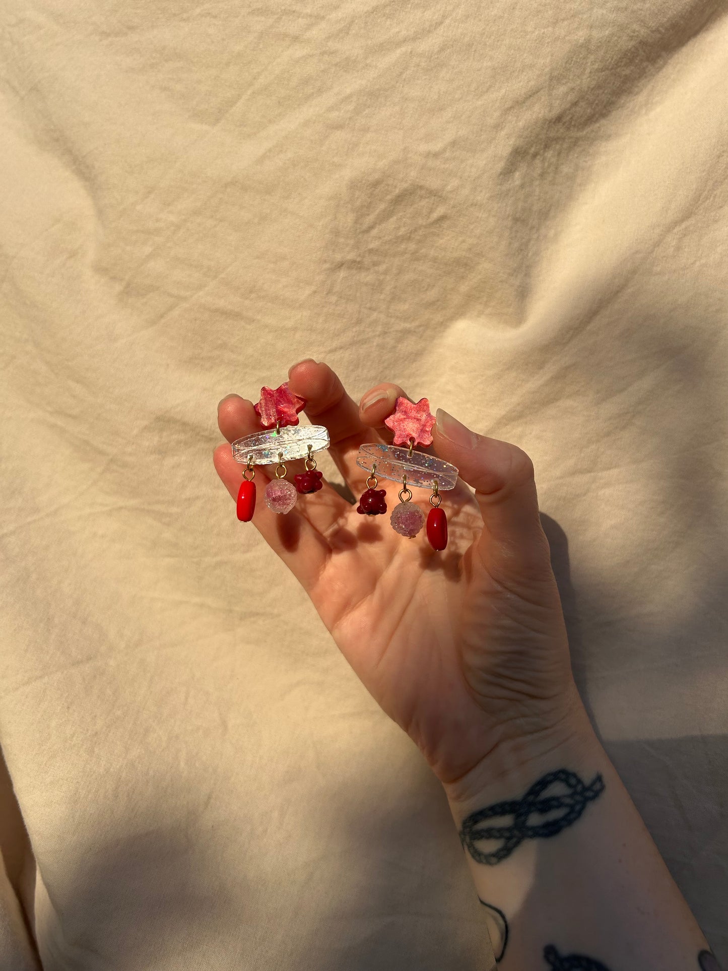 Blood Splat Petri Dish Acrylic Earrings