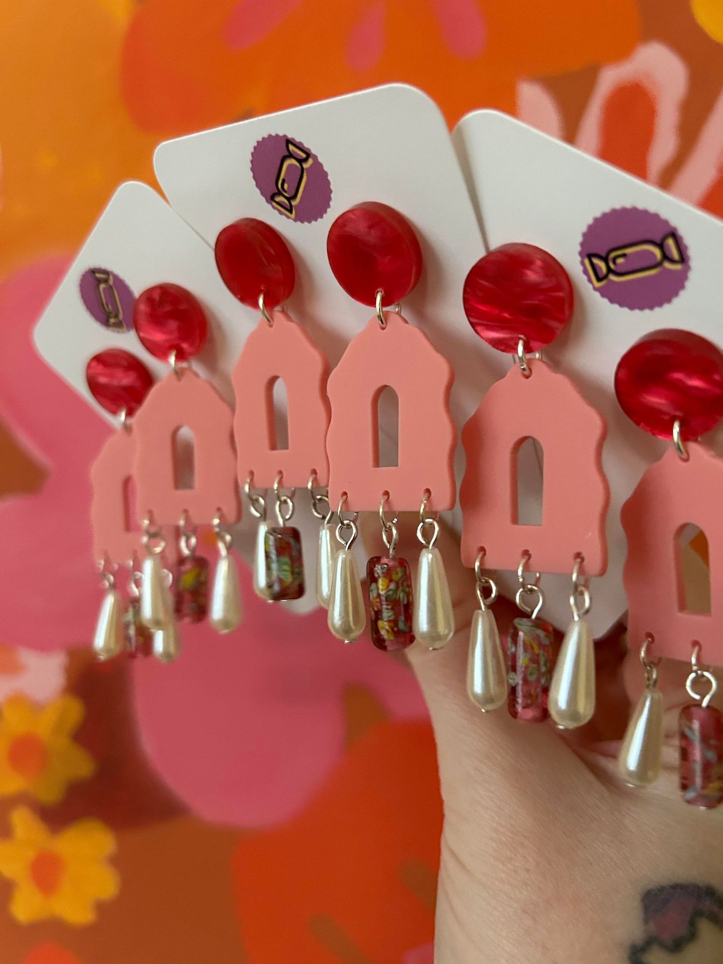Pink Arch Matte Acetate Earrings