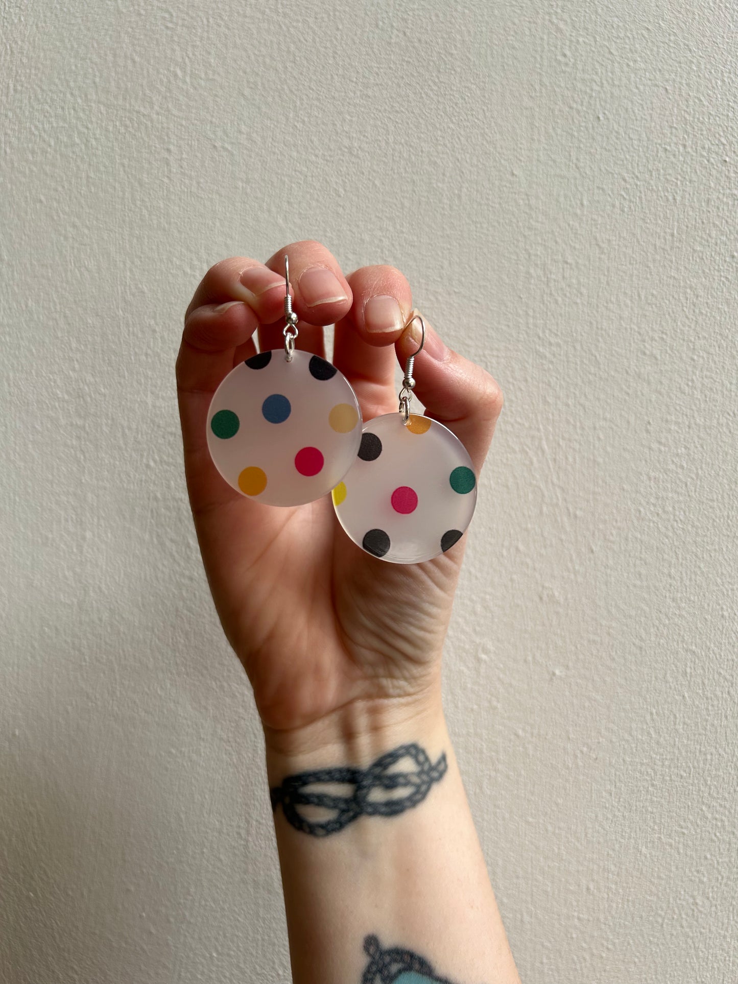 Polka Dot Acetate Disc Earrings