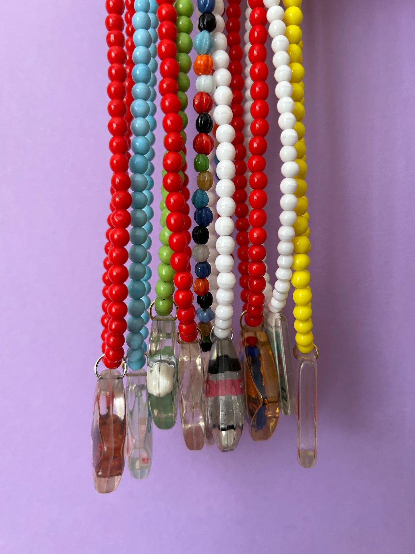 Vintage French Keyring Beaded Necklaces