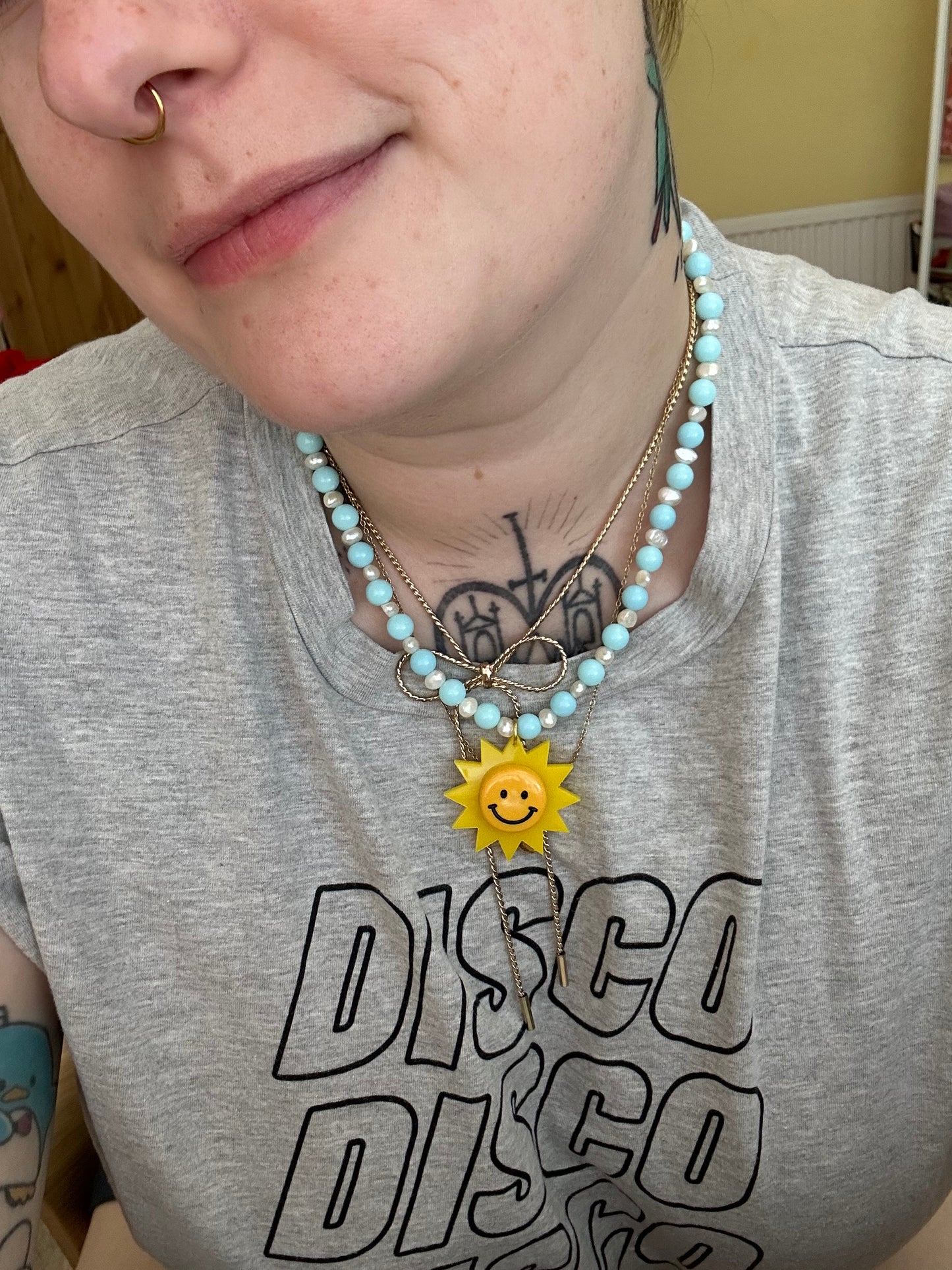 Smiley Sunshine Acrylic Beaded Necklace