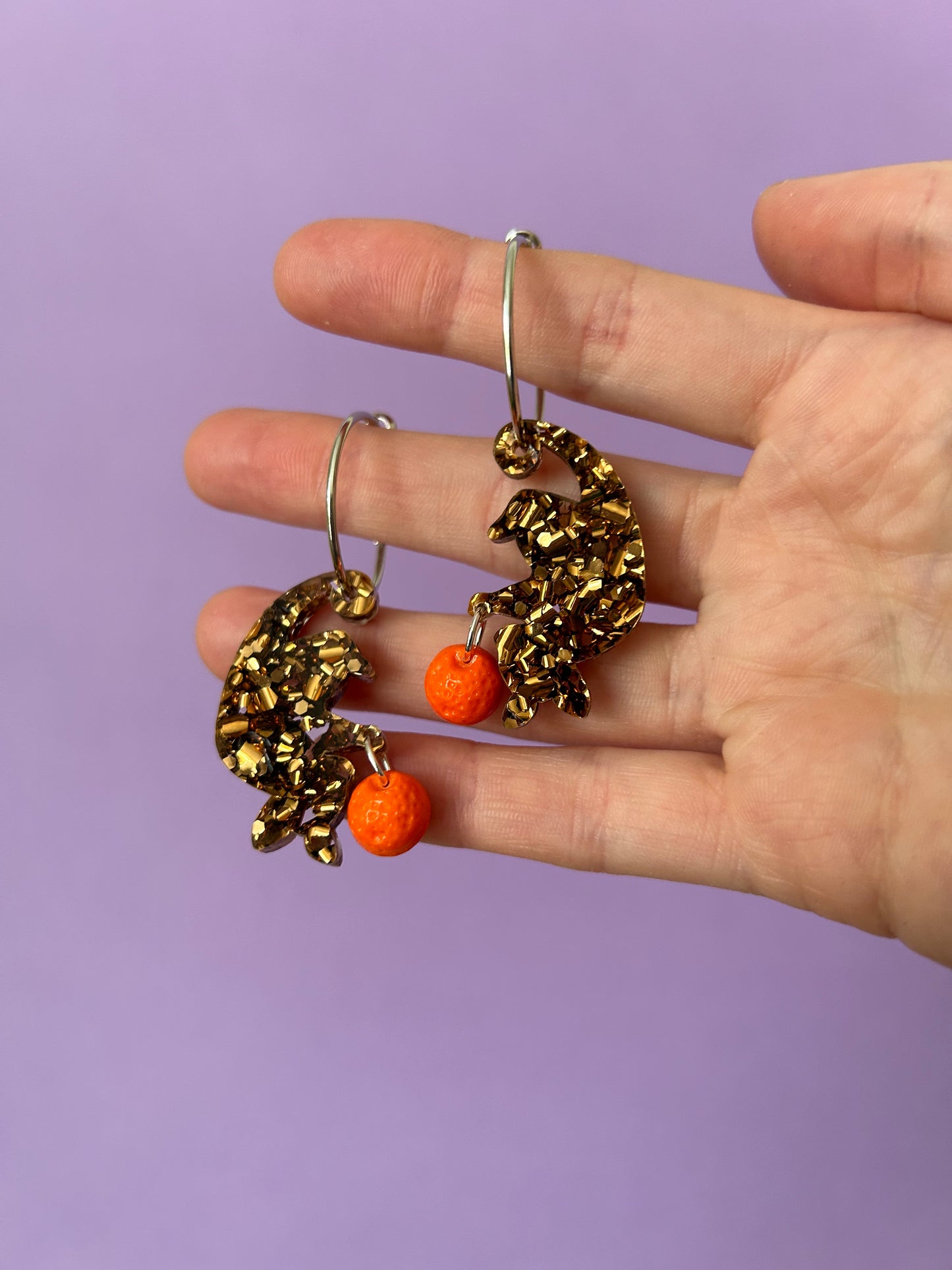 Baby Possum Glitter Acrylic Hoop Earrings