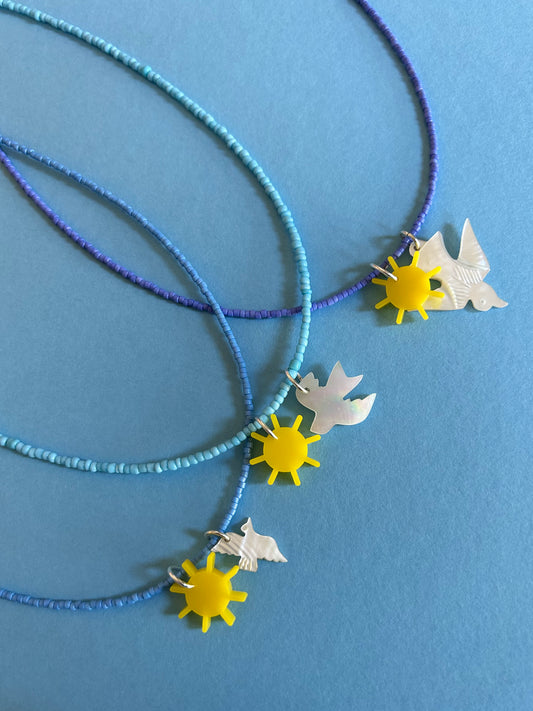 Pearly Dove Beaded Acrylic Necklaces