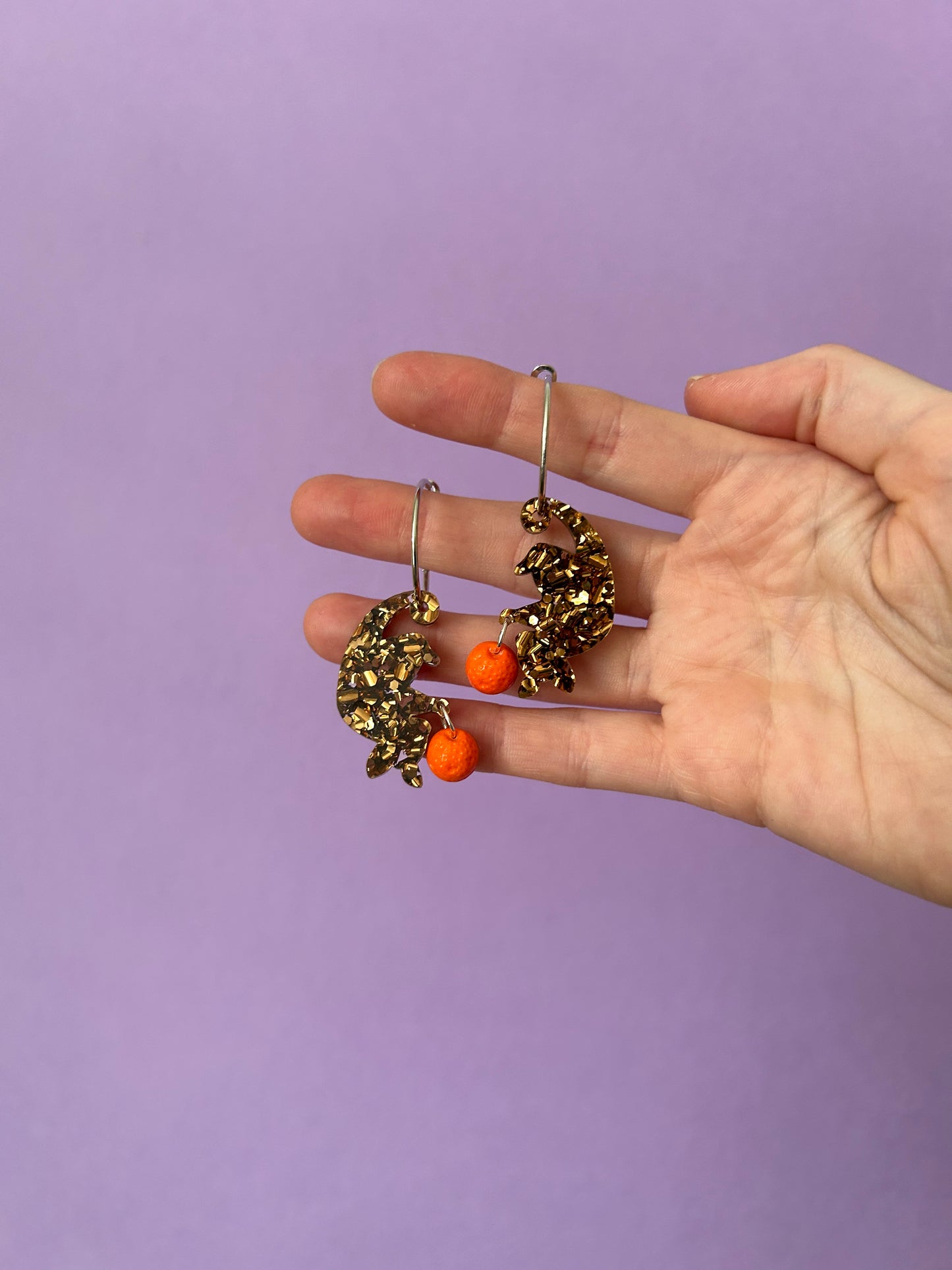 Baby Possum Glitter Acrylic Hoop Earrings