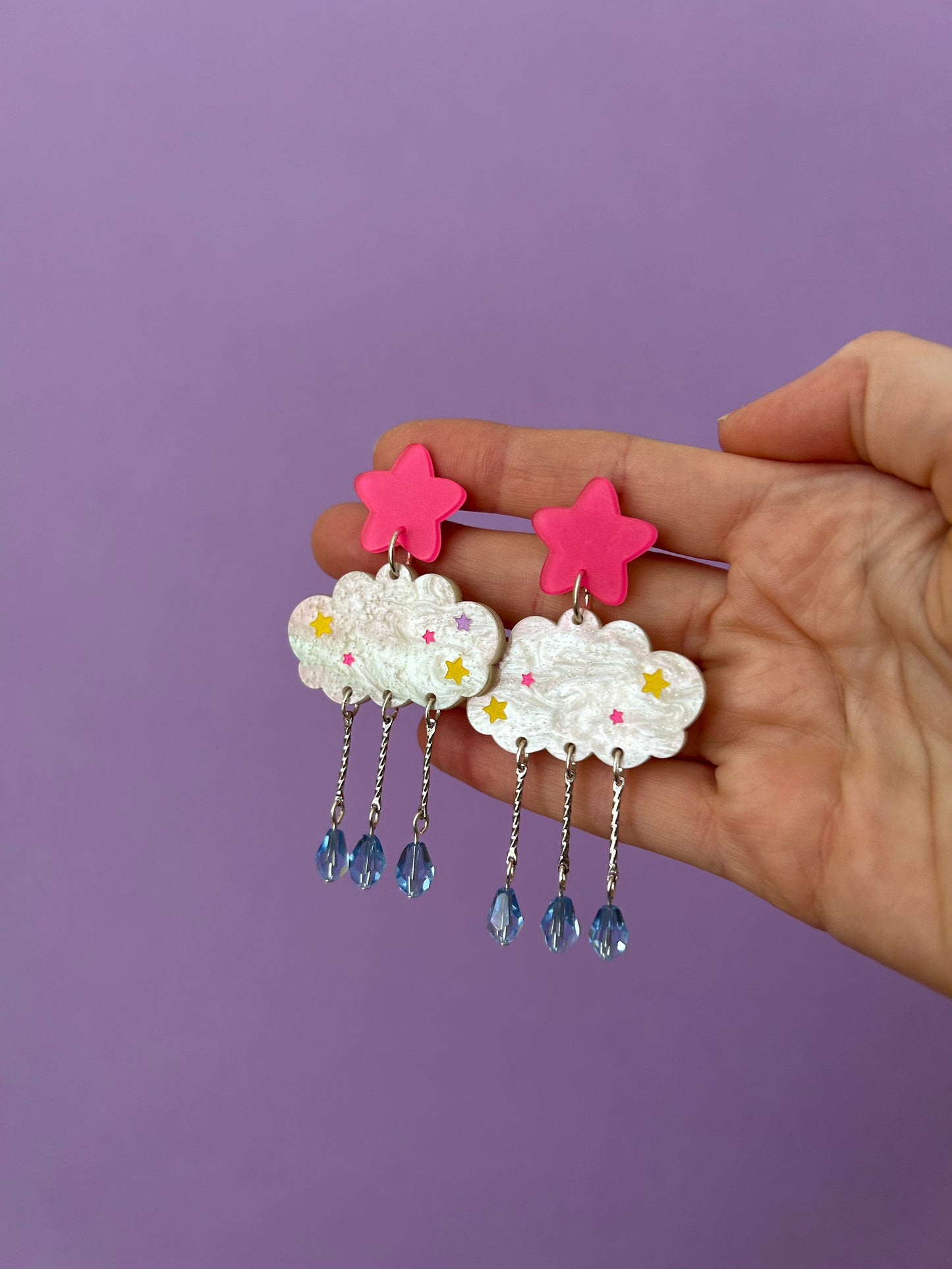 Starry Cloud Marbled Acrylic Earrings