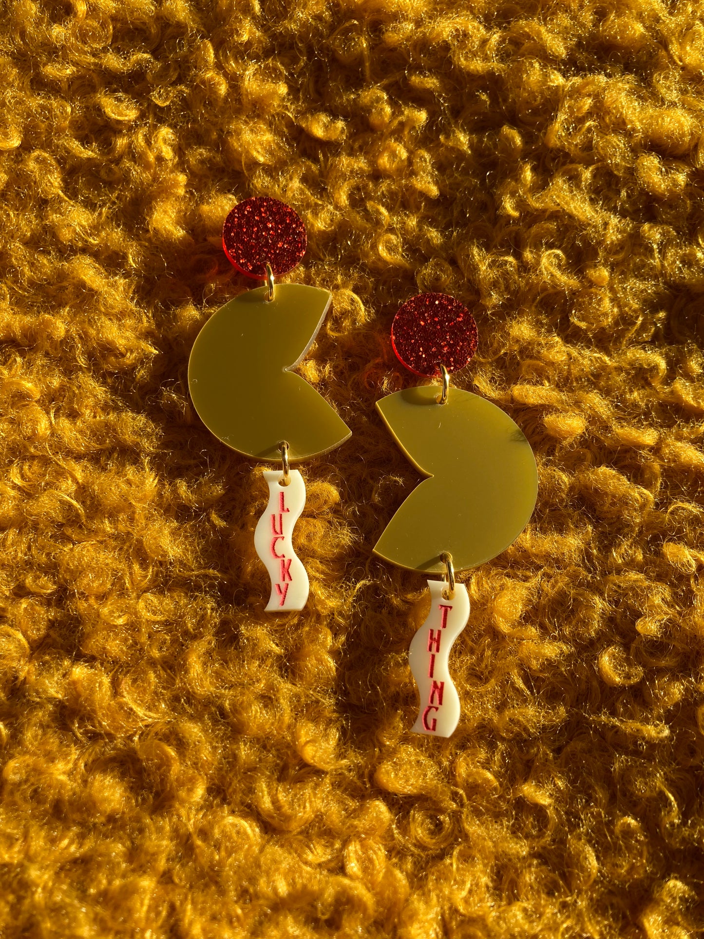 Lucky Thing Fortune Cookie Acrylic Earrings