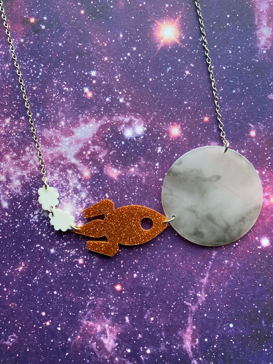 Rocket to the Moon Acrylic & Acetate Necklaces