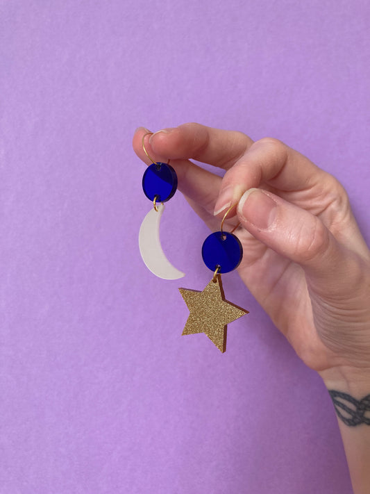 Moon & Star Acrylic Hoop Earrings